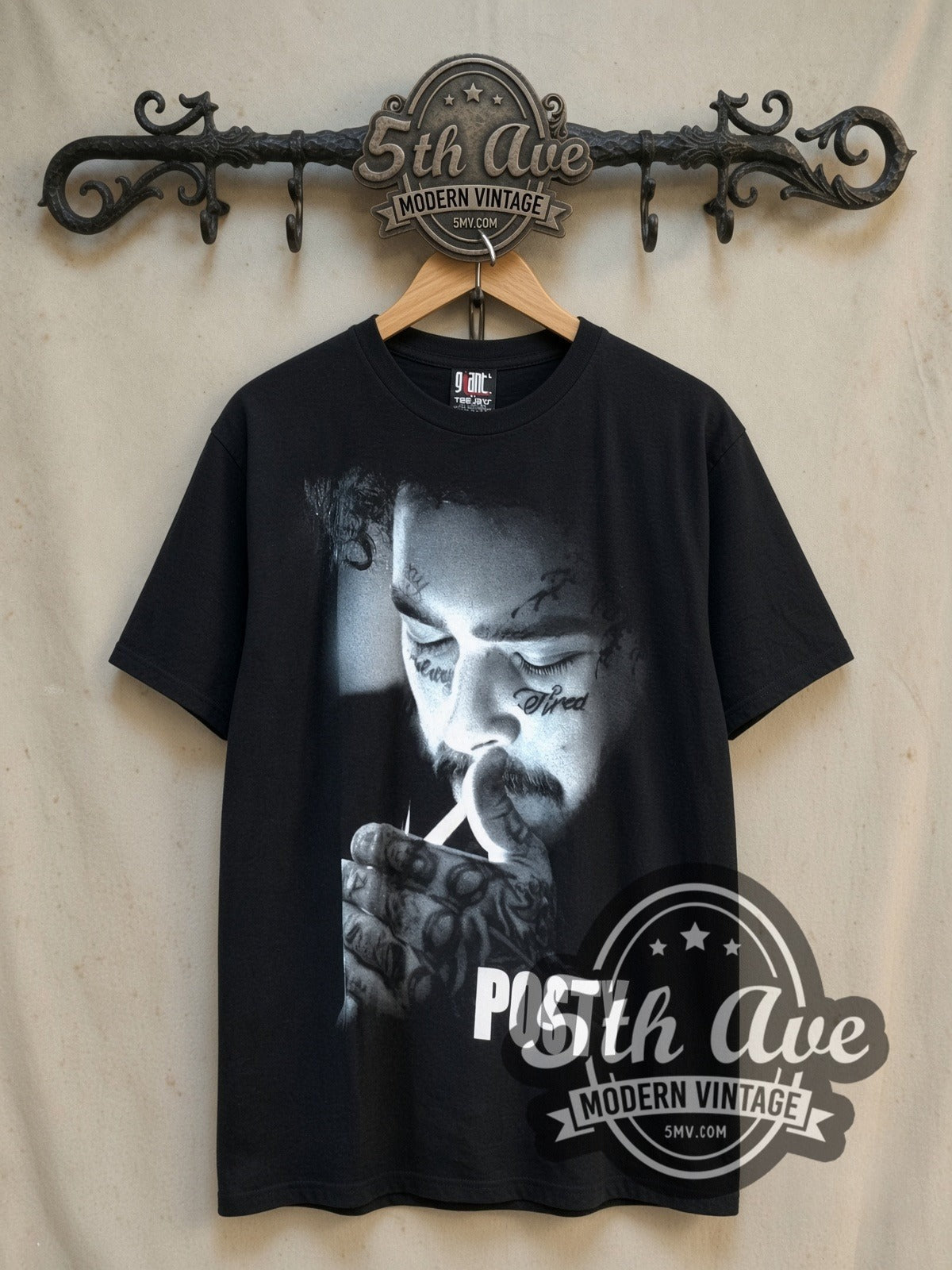Post Malone Stay vintage rap tee, front view on the 5MV rack