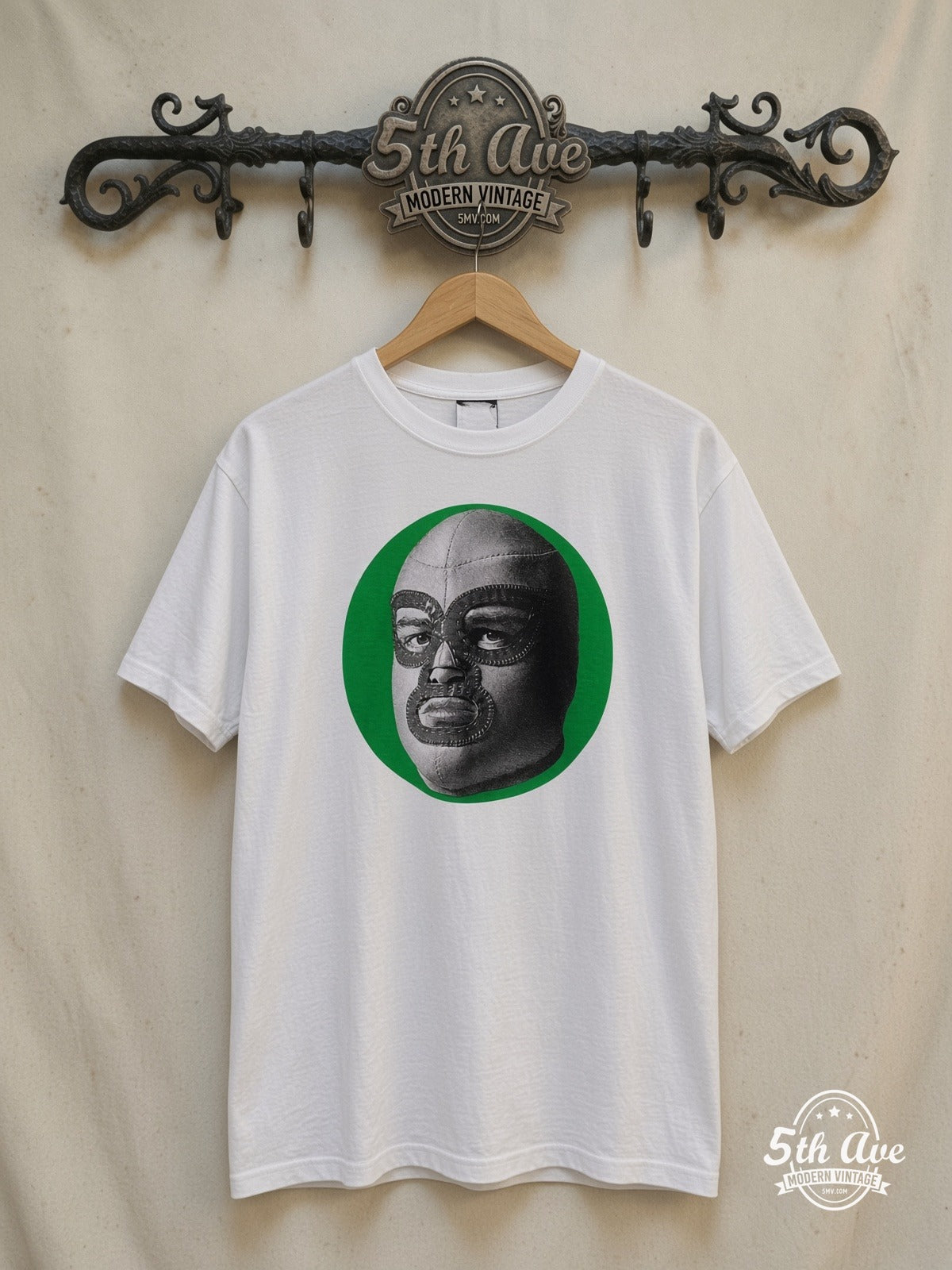 Nacho Libre – Vintage Movie Tee — front on locked cream ornate 5th Ave rack
