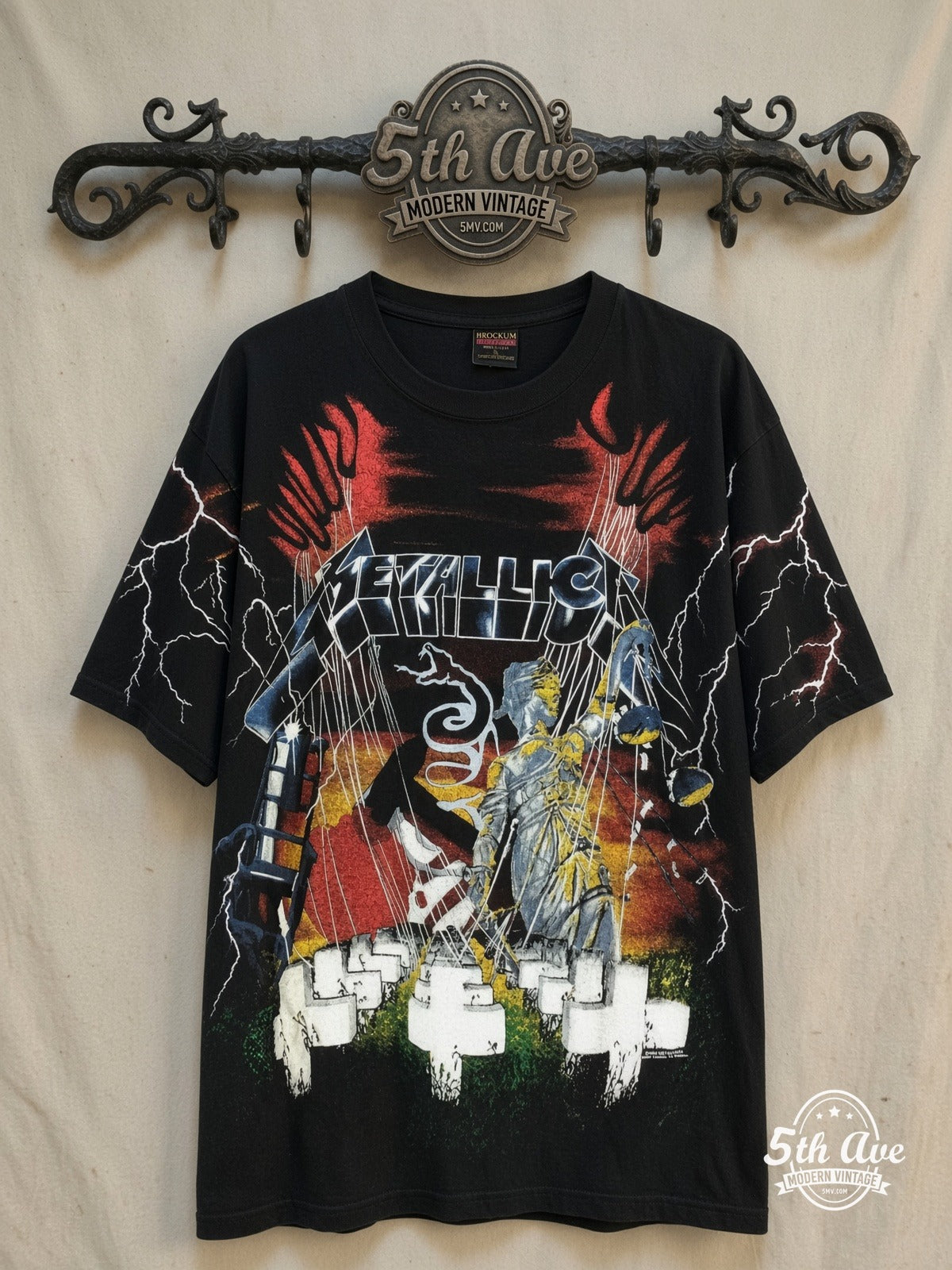 Metallica Master of Puppets vintage band t-shirt on rack