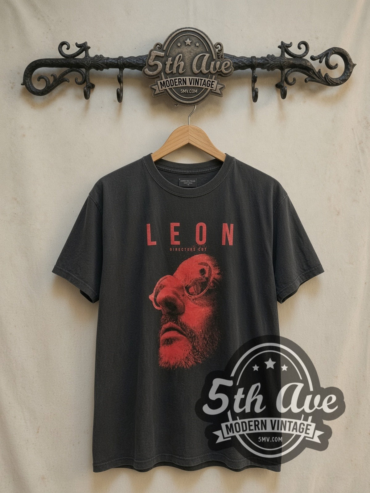 Leon: The Professional Director's Cut vintage movie t-shirt, front view on a display rack