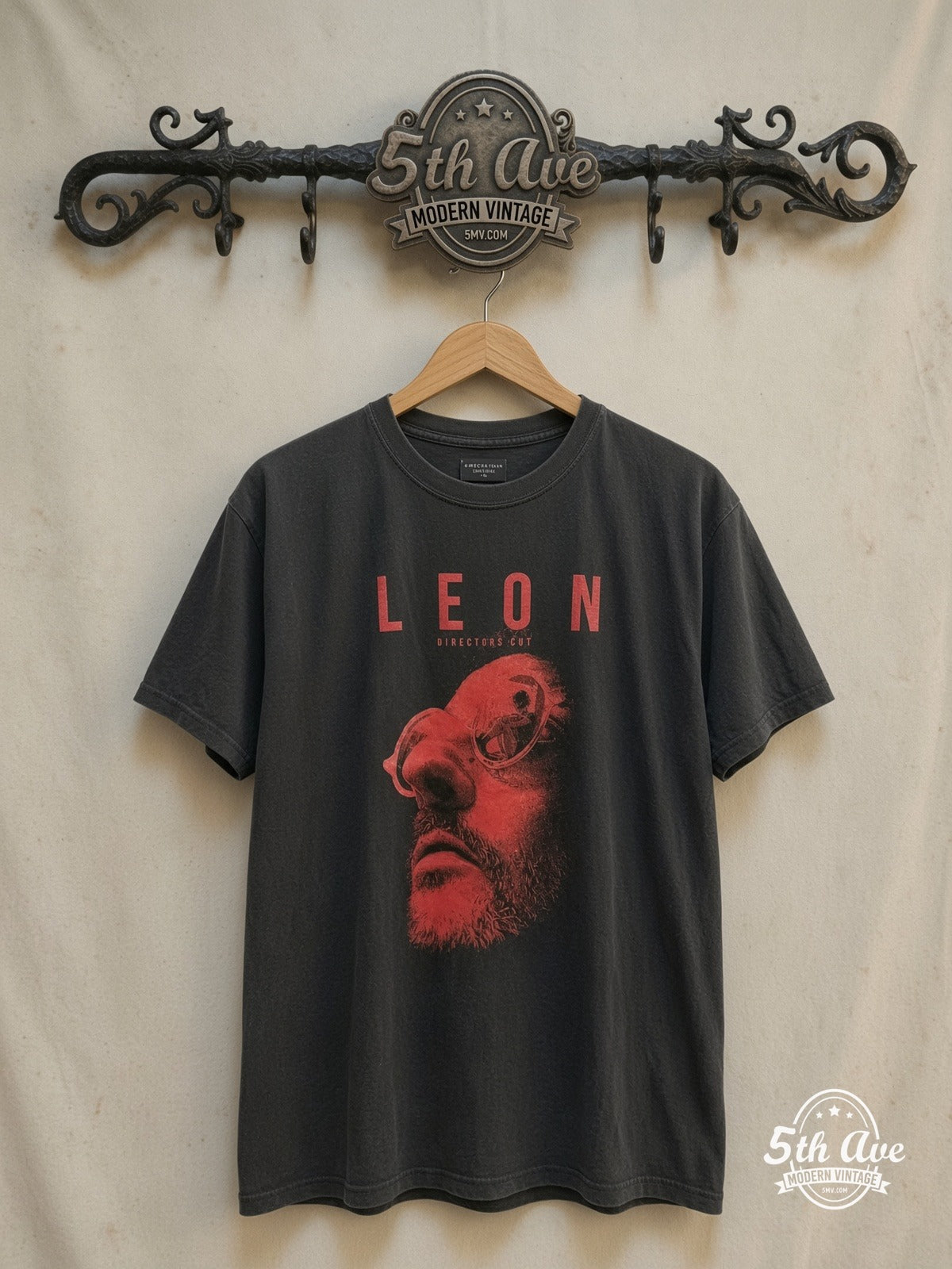 Leon: The Professional – Director's Cut – Vintage Movie Tee — front on locked cream ornate 5th Ave rack