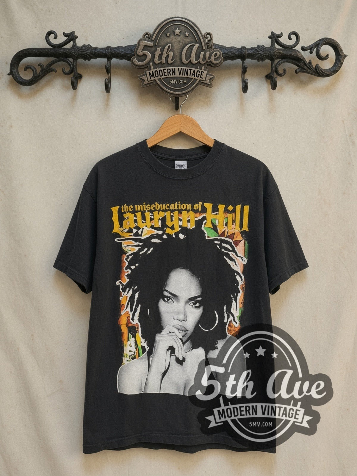 Lauryn Hill The Miseducation of Lauryn Hill vintage rap tee in black, front view on the 5MV rack