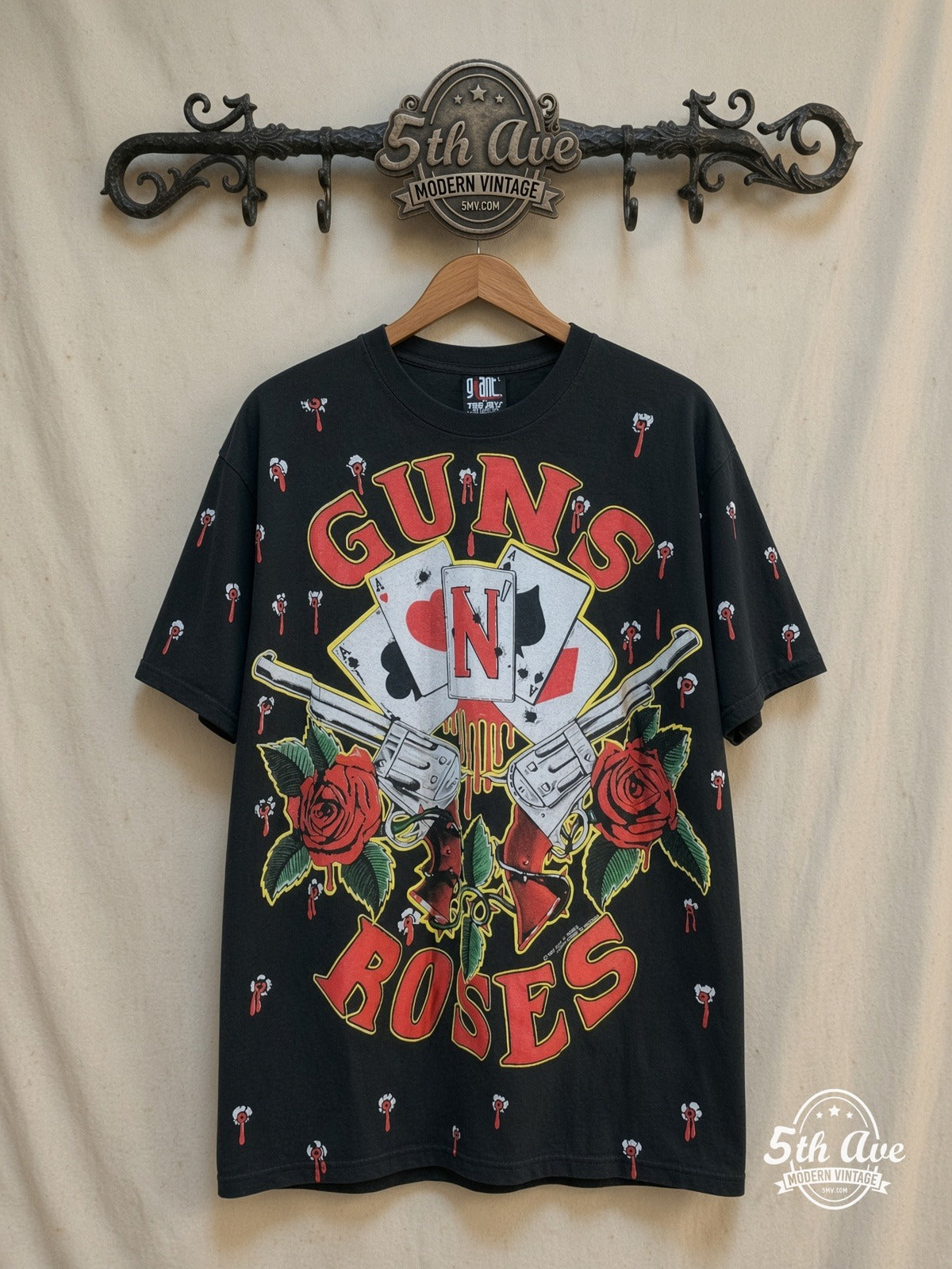 Guns N Roses vintage band t-shirt on rack
