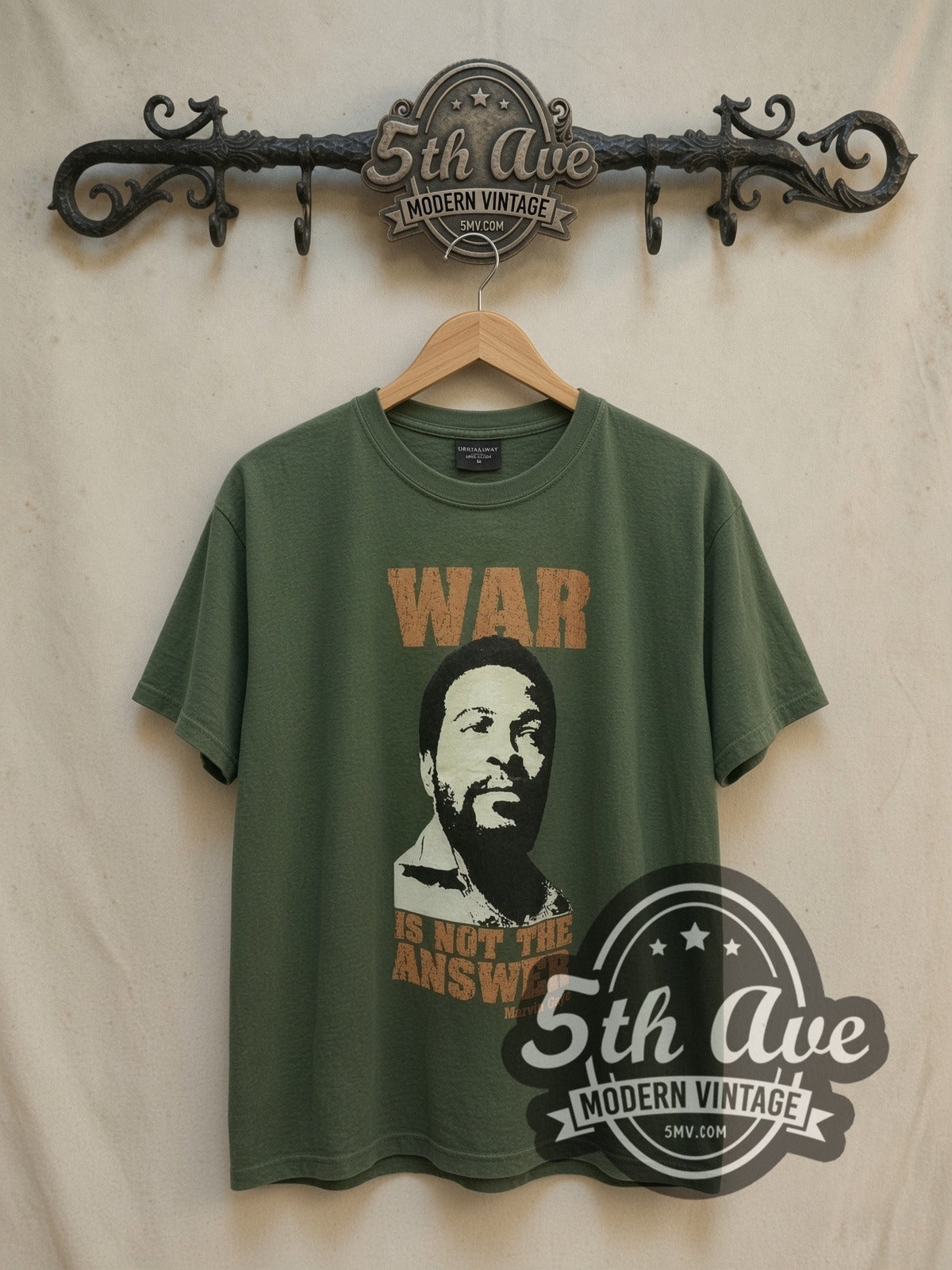 Marvin Gaye vintage band t-shirt, front view on the 5MV rack