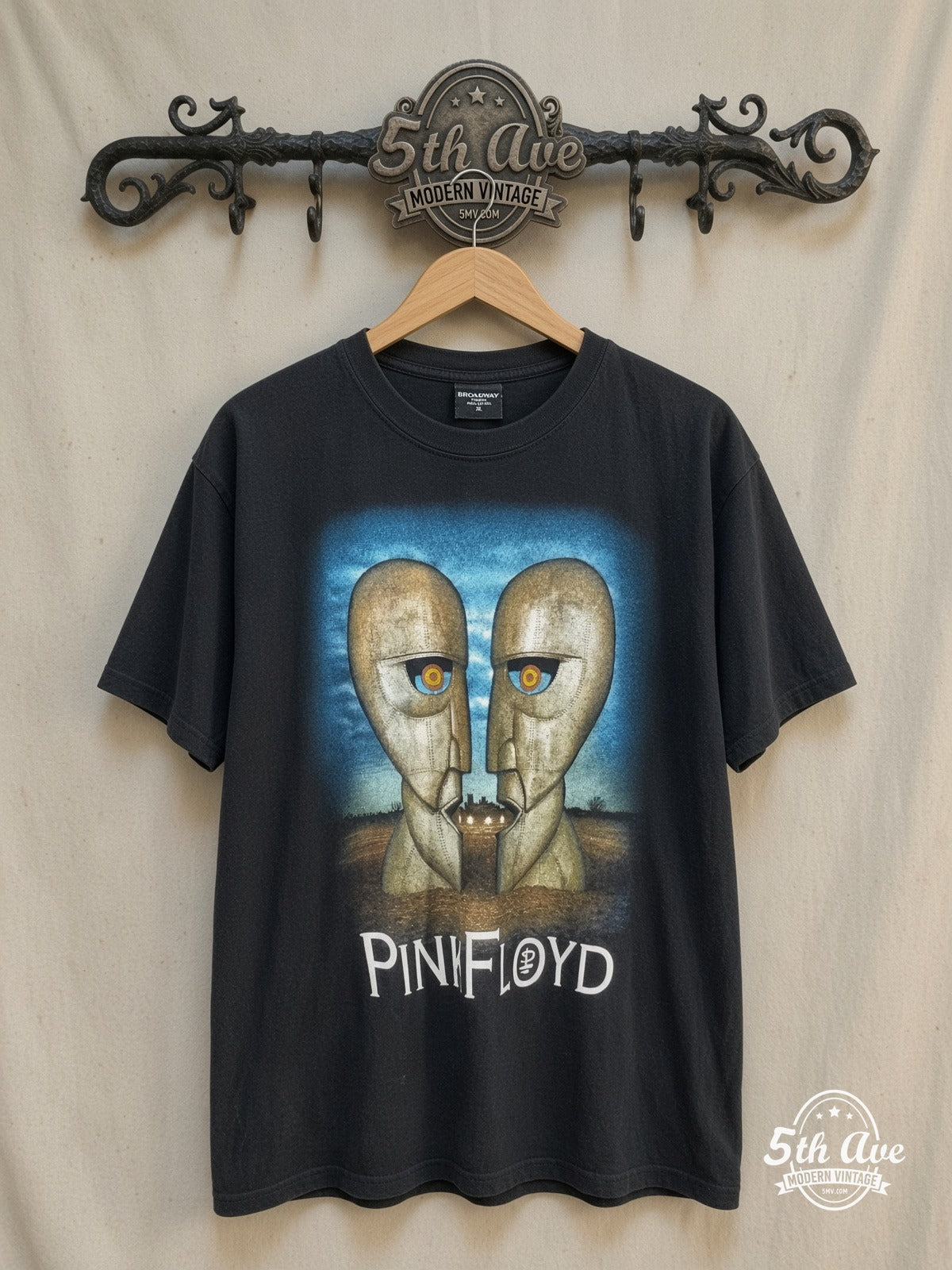 Pink Floyd North American Tour 1994 - New Vintage Band T-Shirt — front on locked cream ornate 5th Ave rack
