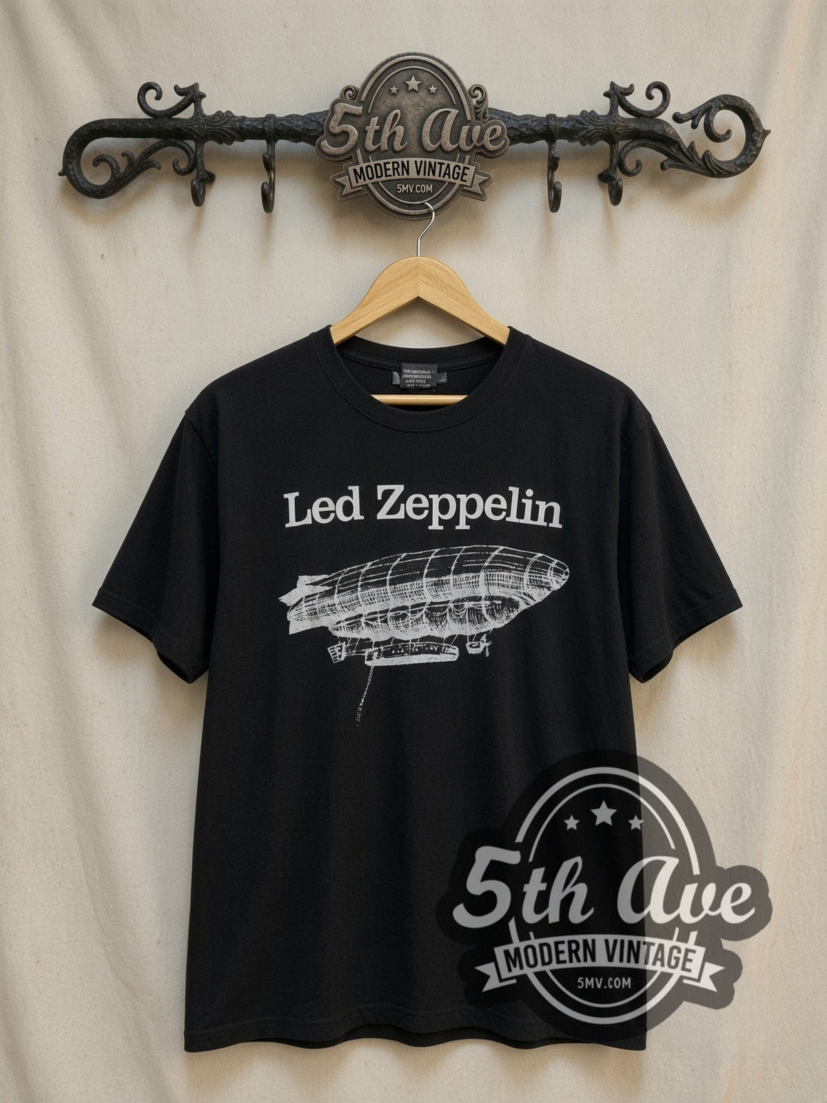 Led Zeppelin Airship vintage band t-shirt, front view on the 5MV rack
