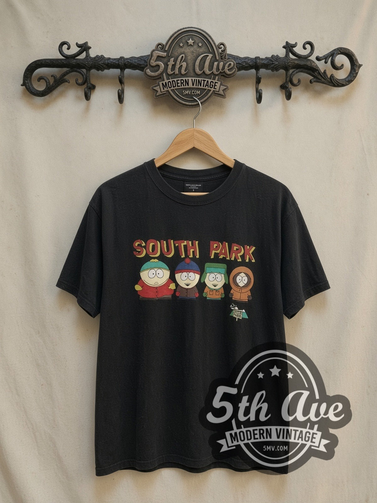 South Park vintage cartoon tee, front view on a display rack