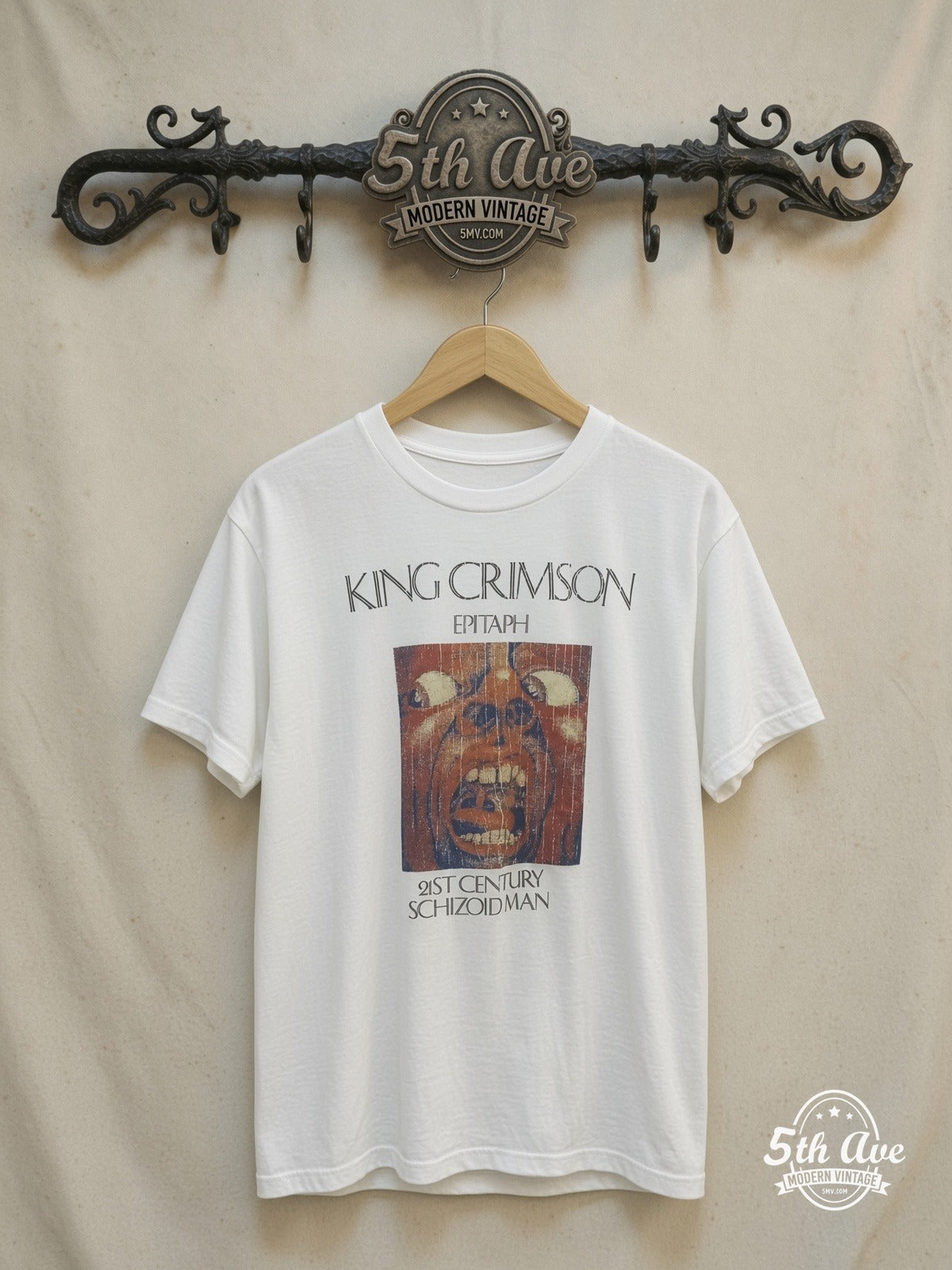 King Crimson vintage band t-shirt on rack