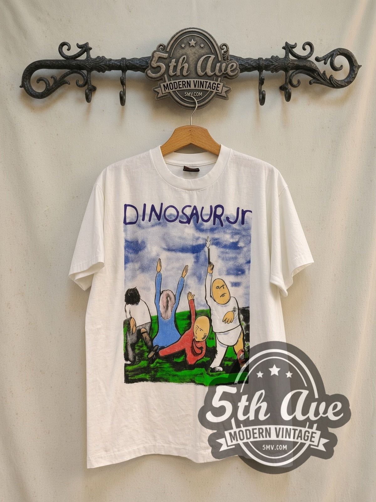 Dinosaur Jr Australasia / Japan 1995 vintage band t-shirt in white, front view on the 5MV rack