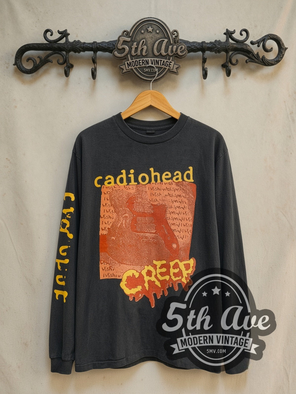 Radiohead Creep vintage band long sleeve t-shirt, front view on the 5MV rack