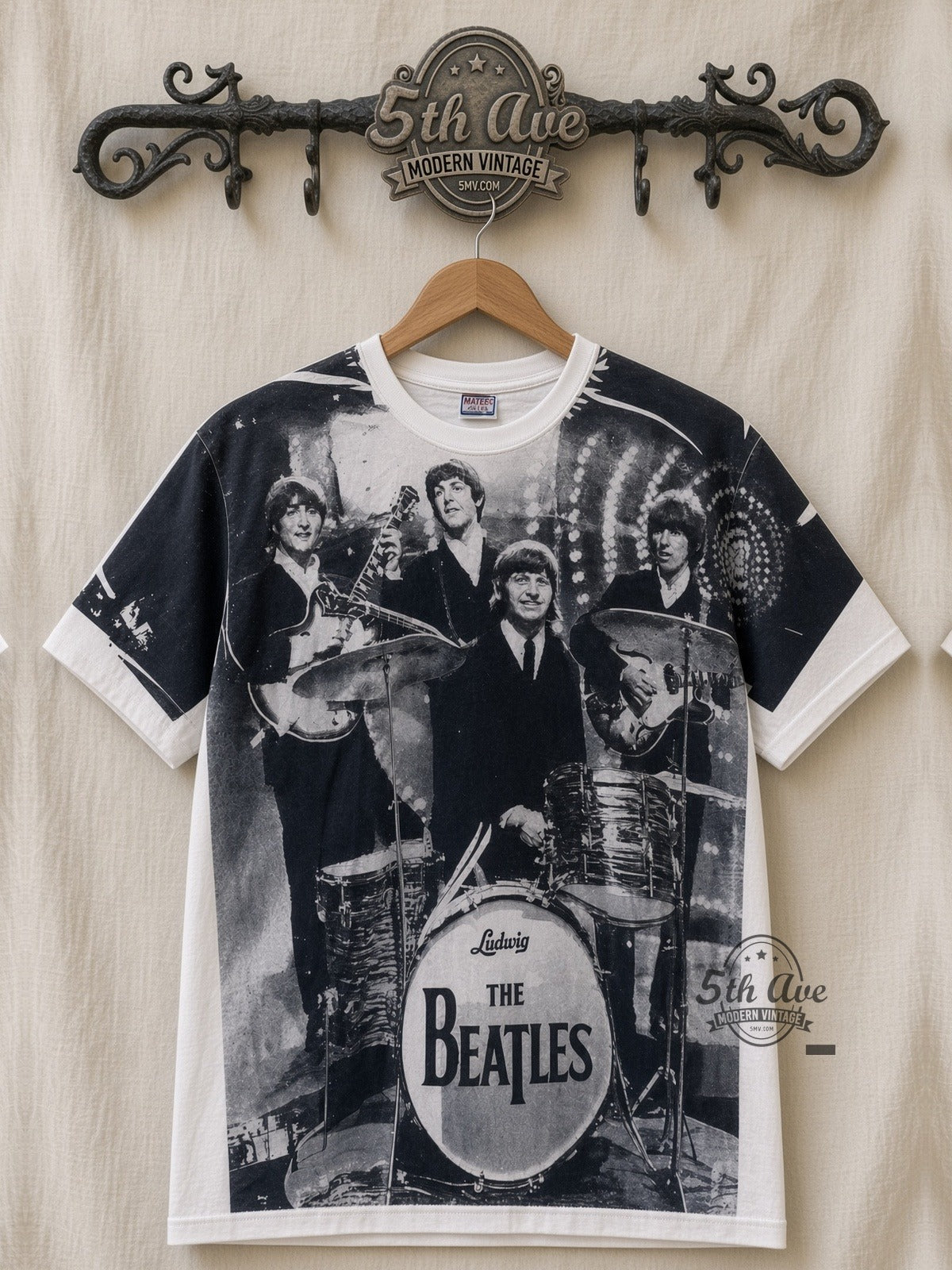 The Beatles Early Era Live Stage Photo vintage band t-shirt – rack front