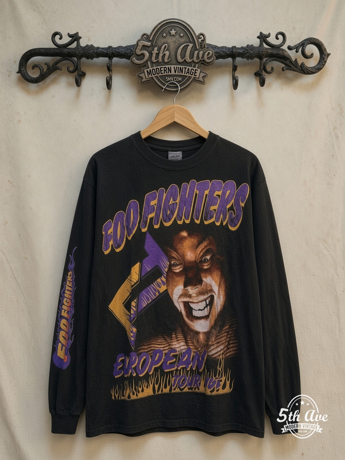 Foo Fighters Long Sleeve long sleeve t-shirt, front view on a display rack