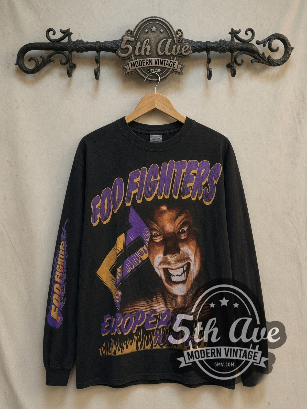 Foo Fighters vintage band long sleeve t-shirt, front view on the 5MV rack