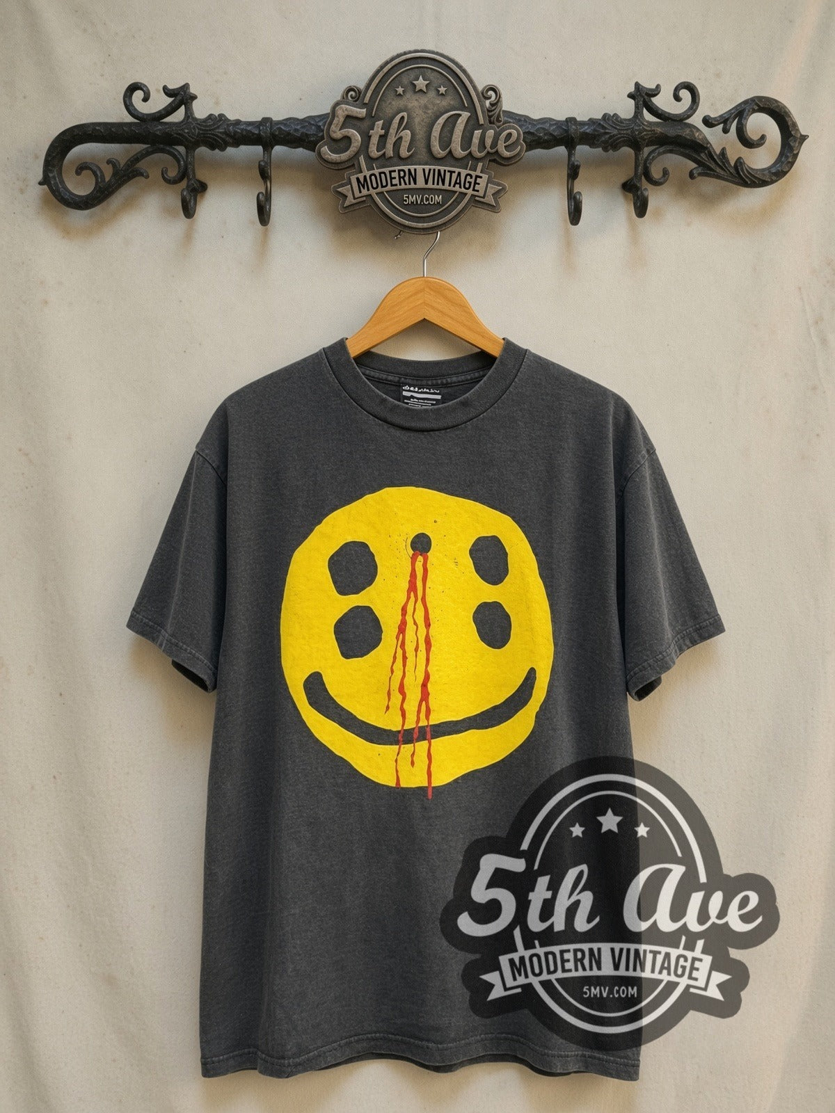 Cactus Plant Flea Market Headshot vintage graphic tee in black, front view on the 5MV rack