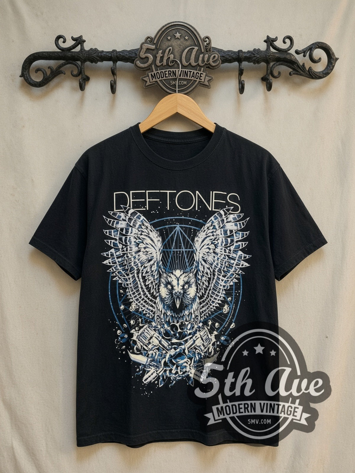 Deftones Diamond Eyes vintage band t-shirt, front view on a display rack