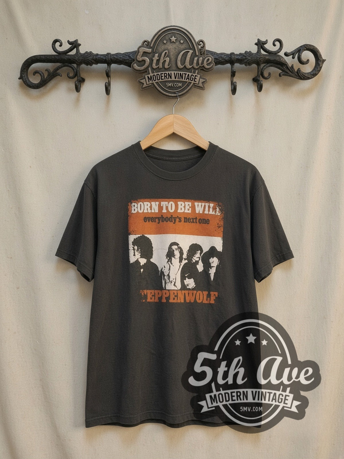 Steppenwolf Born to Be Wild vintage band t-shirt, front view on the 5MV rack