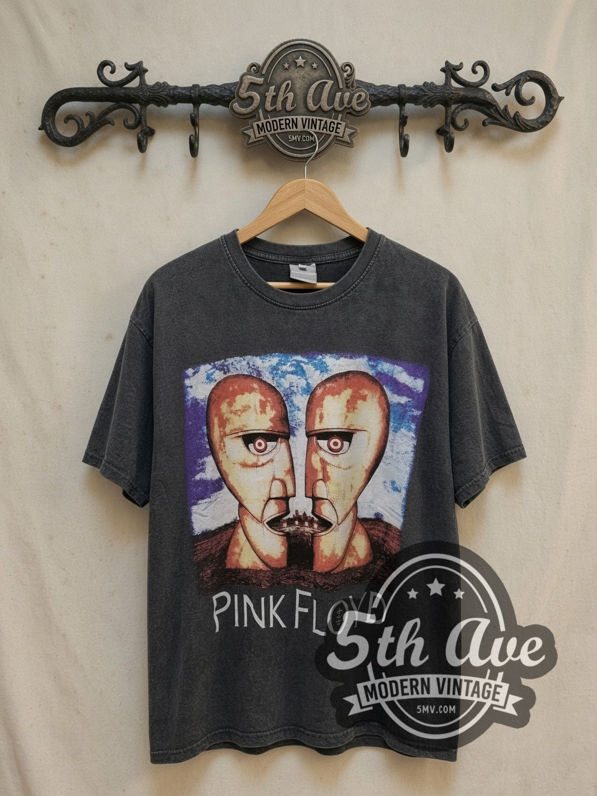 Pink Floyd 1994 American Tour vintage band t-shirt, front view on a display rack