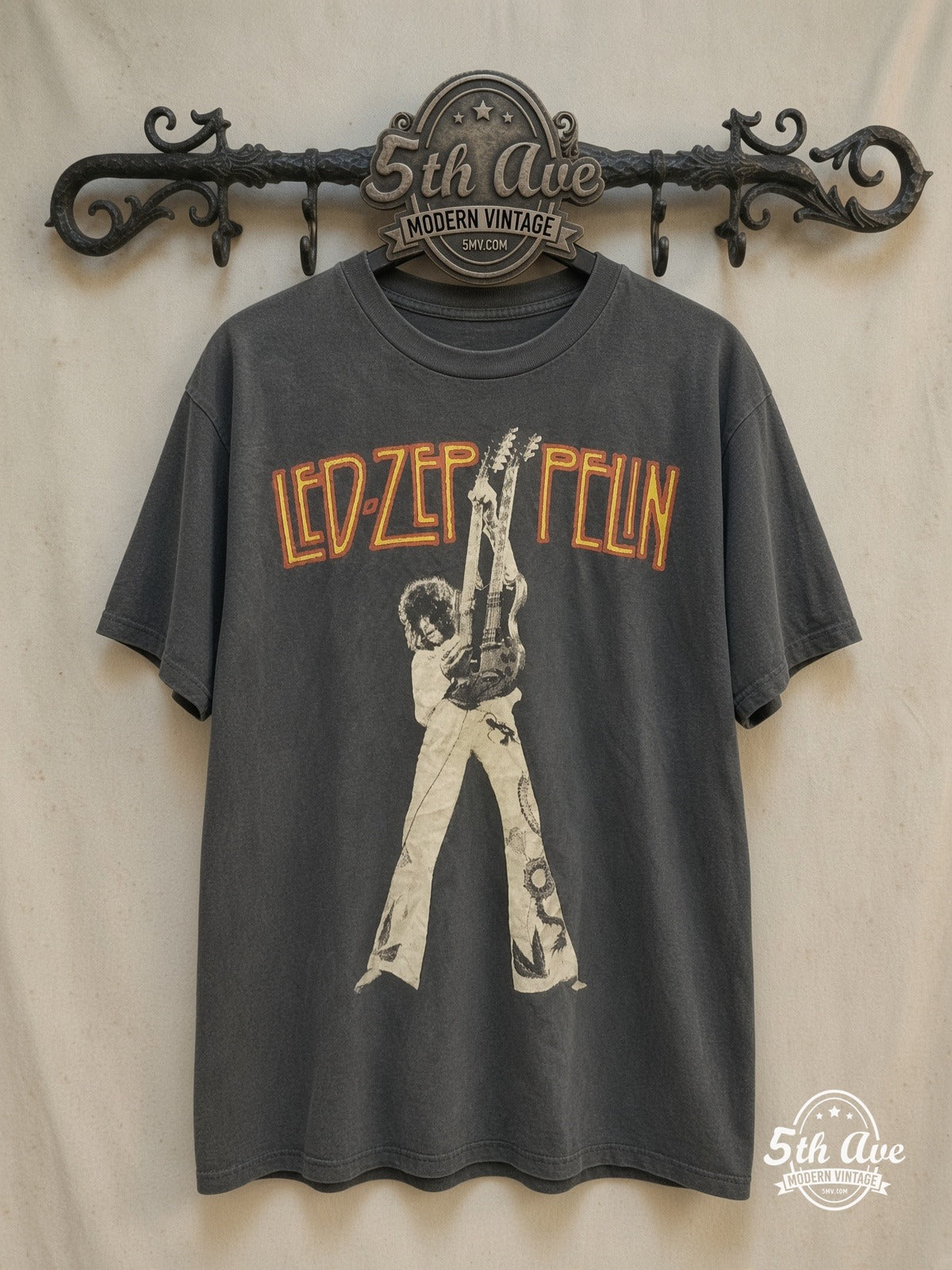 Led Zeppelin Jimmy Page Double Neck vintage band t-shirt on rack