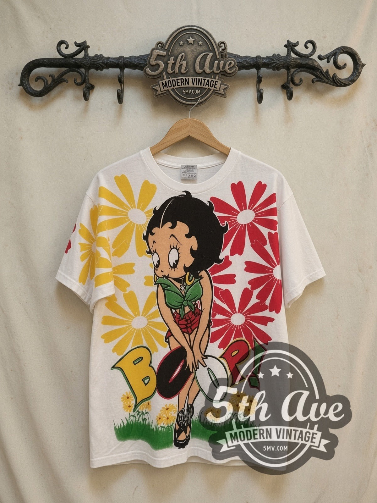 Betty Boop Boop There It Is vintage cartoon tee, front view on a display rack