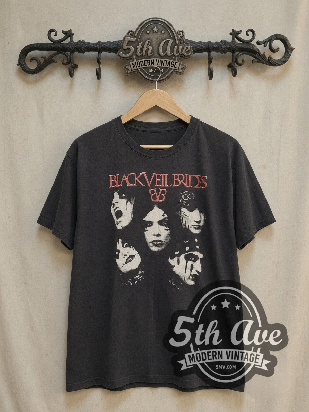 Black Veil Brides Captain Boot vintage band t-shirt, front view on the 5MV rack