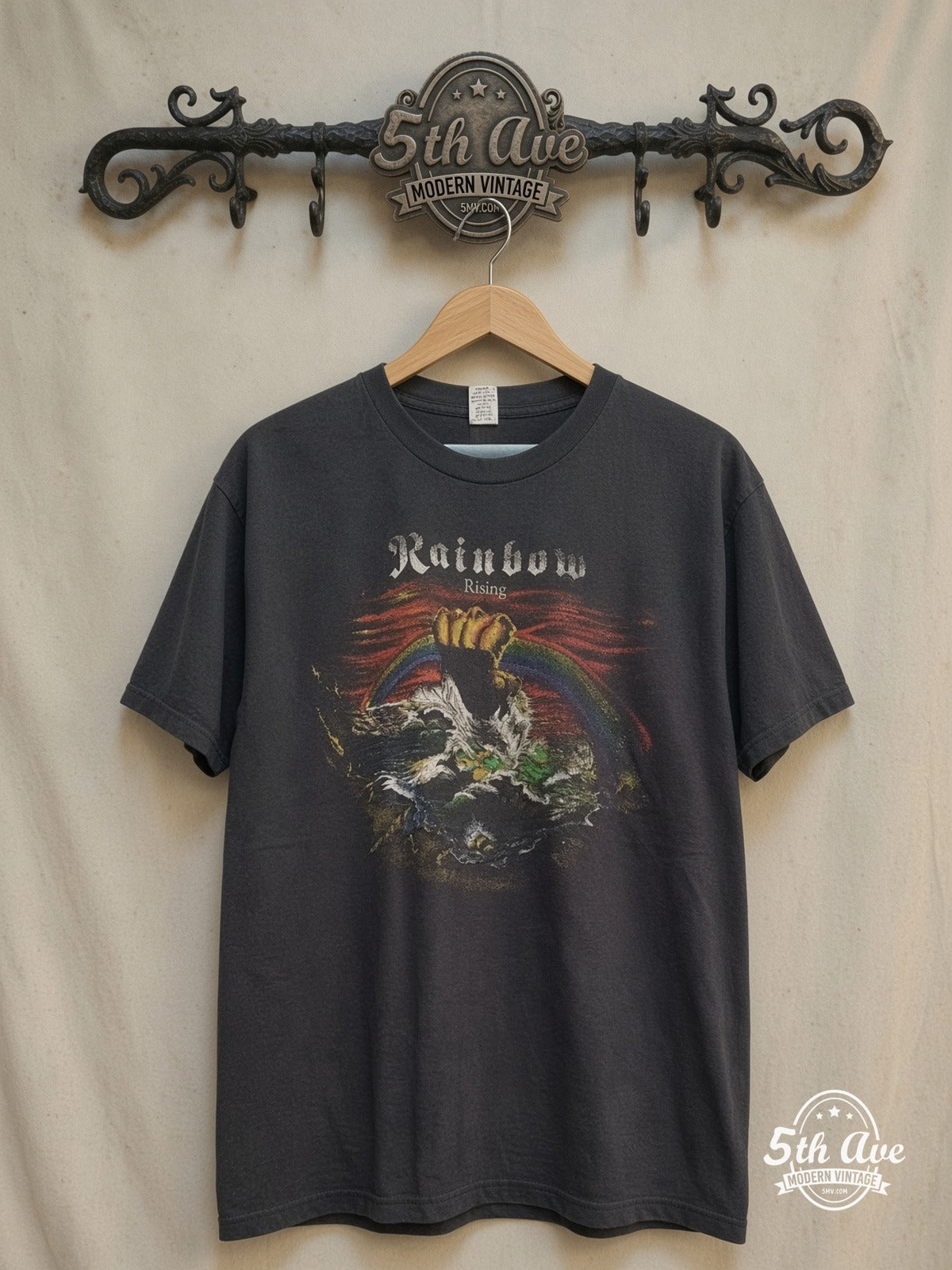 Rainbow Rising vintage band t-shirt on rack