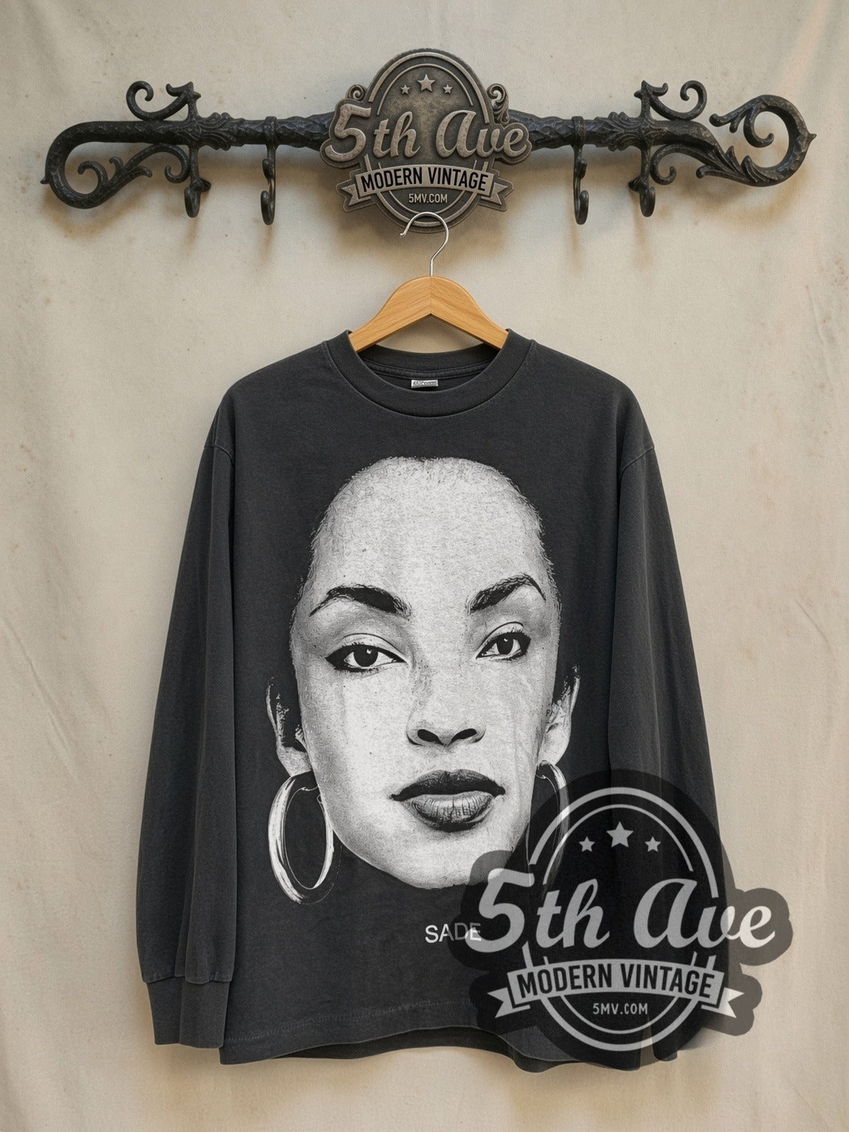 Sade Love Deluxe vintage band long sleeve t-shirt, front view on the 5MV rack