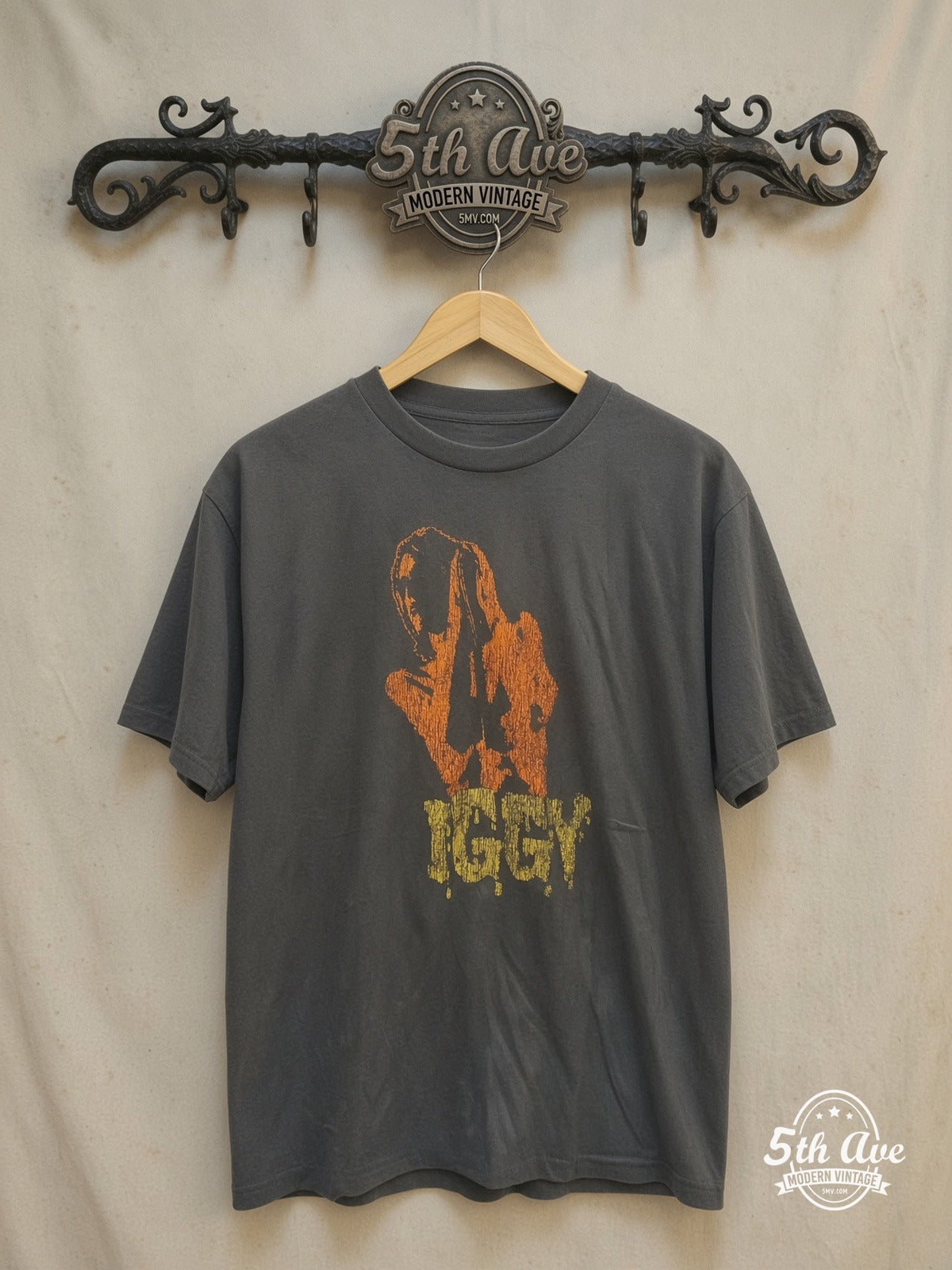 Iggy and The Stooges vintage band t-shirt on rack