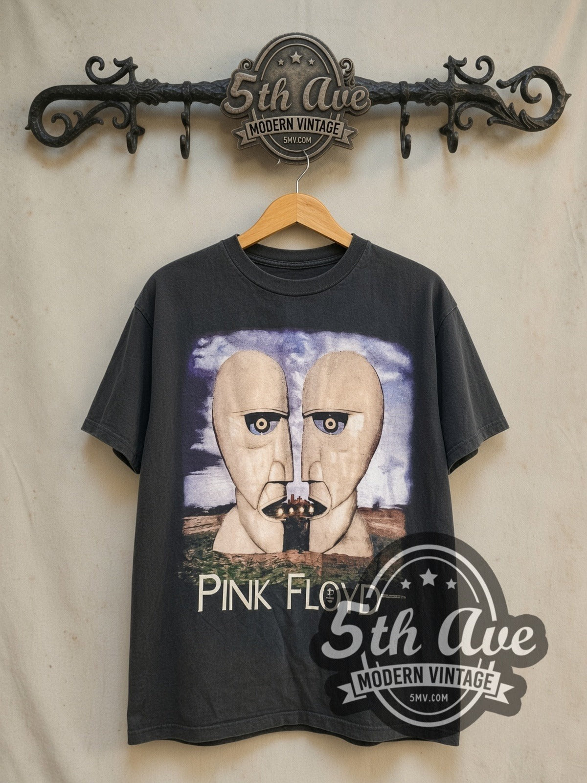 Pink Floyd The Division Bell Tour 1994 vintage band t-shirt in black, front view on the 5MV rack