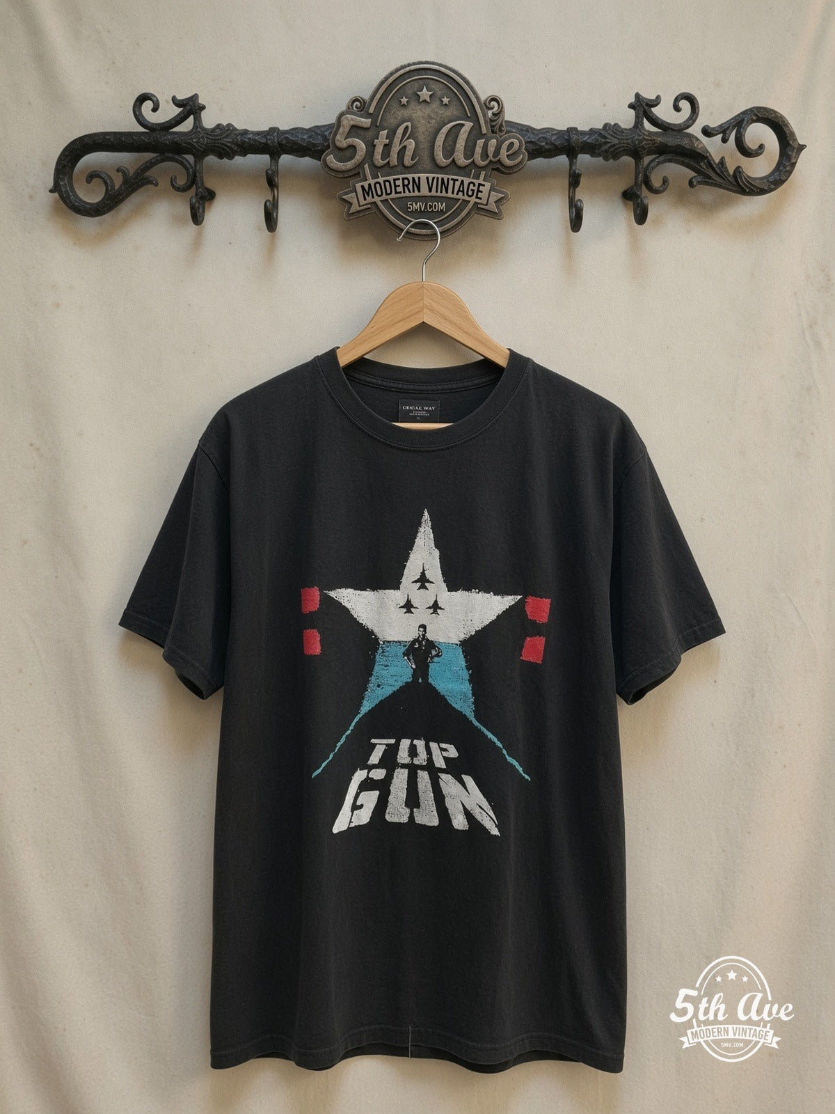 Top Gun Movie Poster movie tee, front view on a display rack