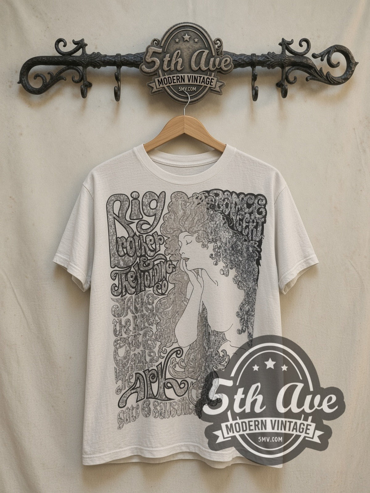 Big Brother & the Holding Company Tribute vintage band t-shirt, front view on the 5MV rack