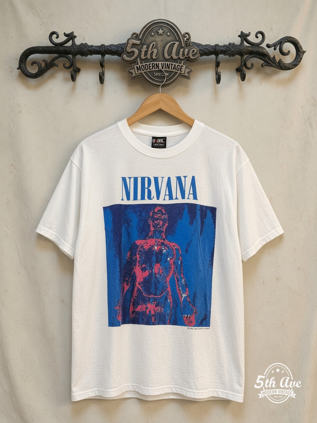 Nirvana Sliver vintage band t-shirt on rack