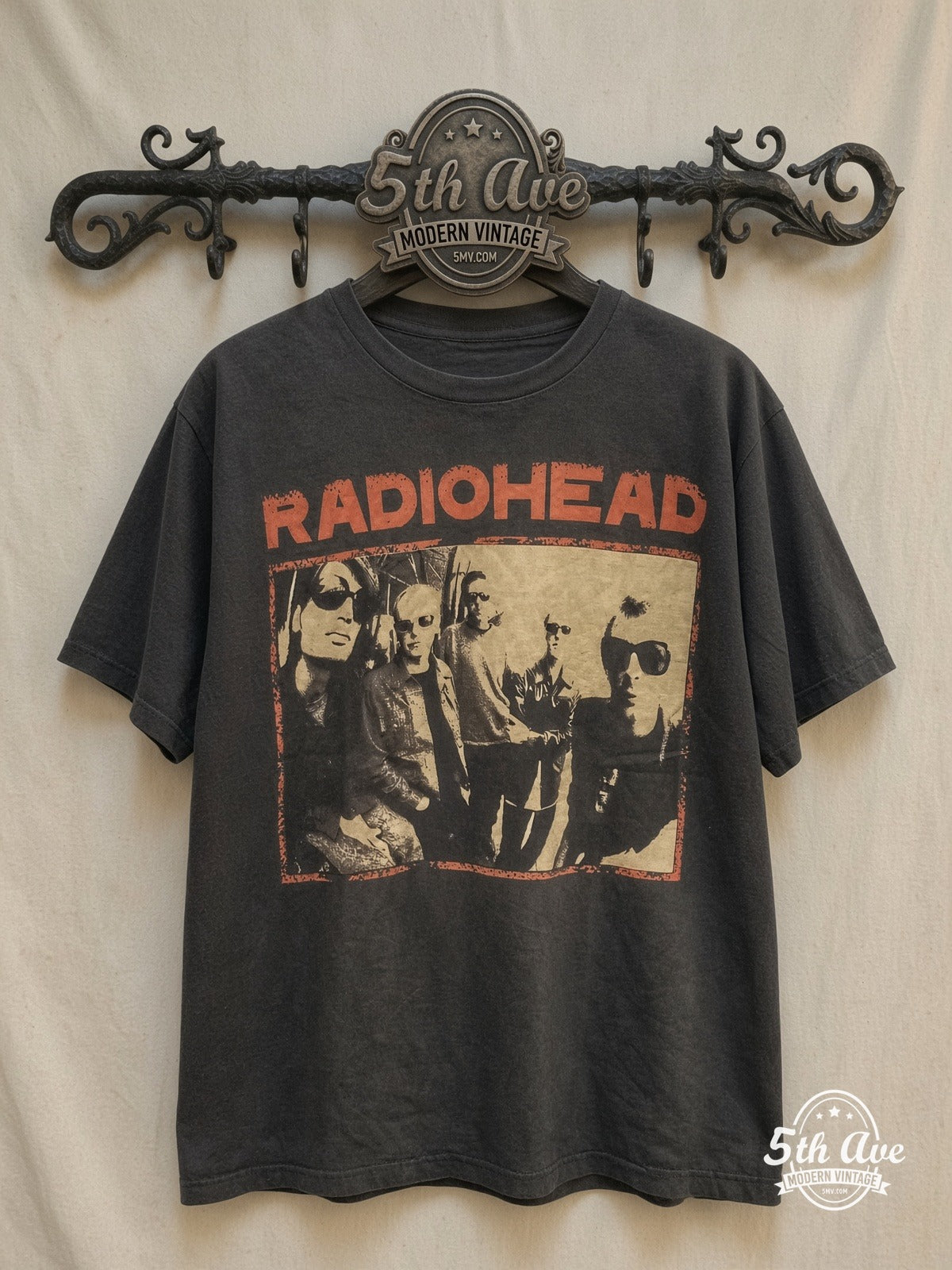Radiohead Black vintage band t-shirt on rack