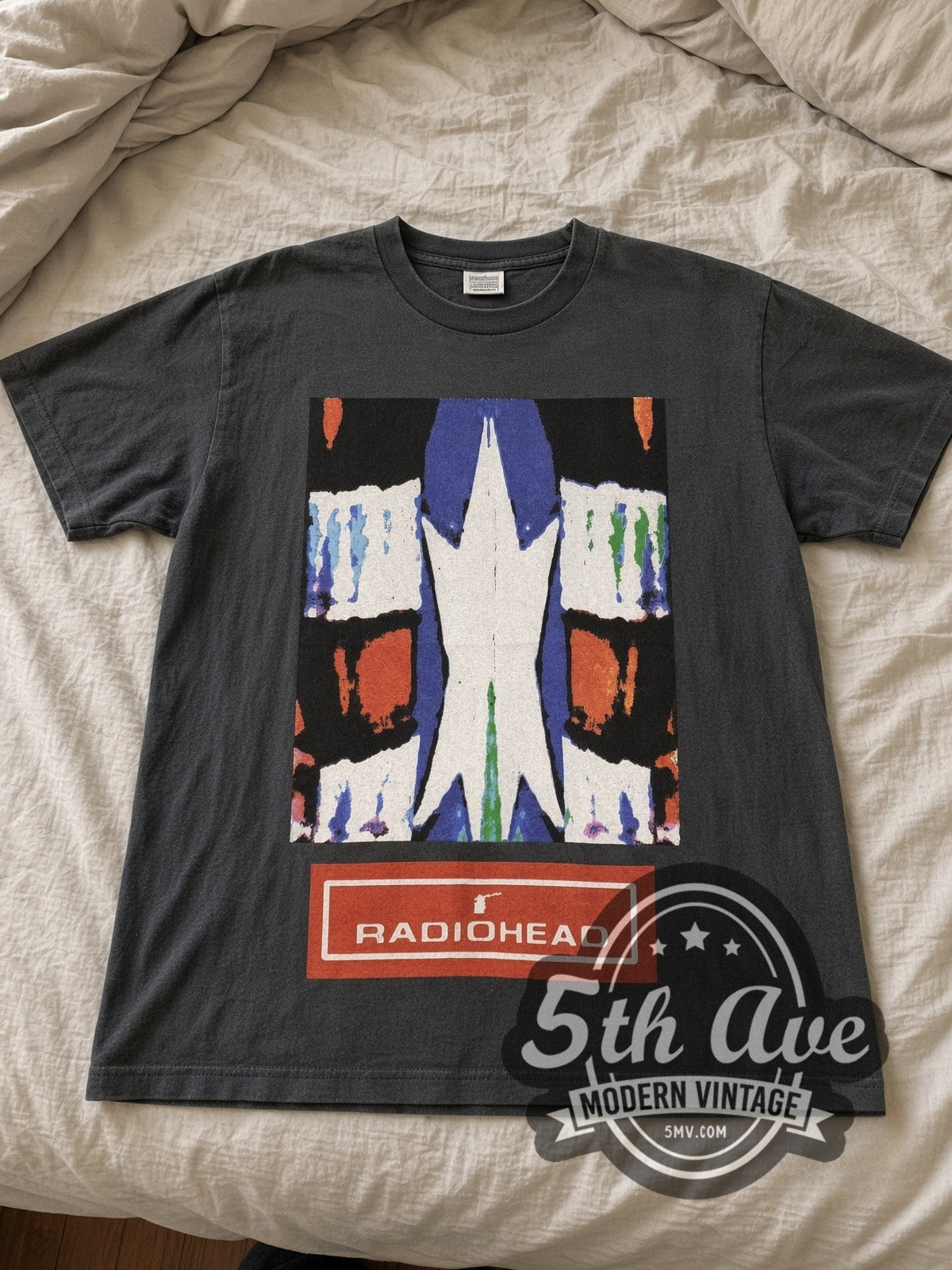 Radiohead Abstract Square Tour Map vintage band tee laid flat