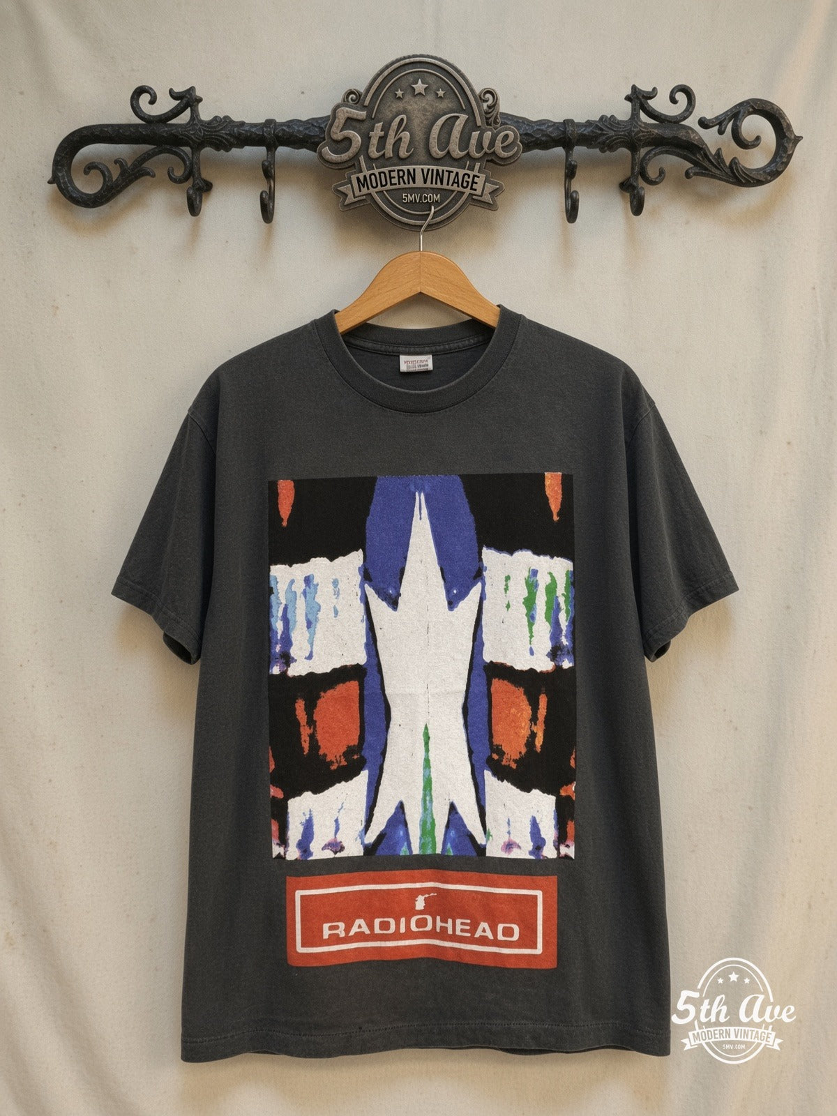 Radiohead Abstract Square Tour Map vintage band t-shirt on rack
