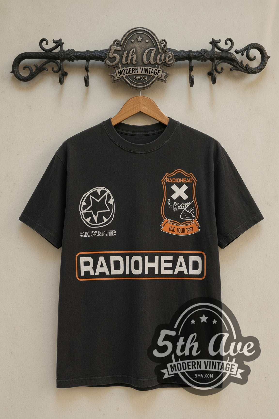 Radiohead OK Computer U.K. Tour 1997 band t-shirt front on the 5MV rack