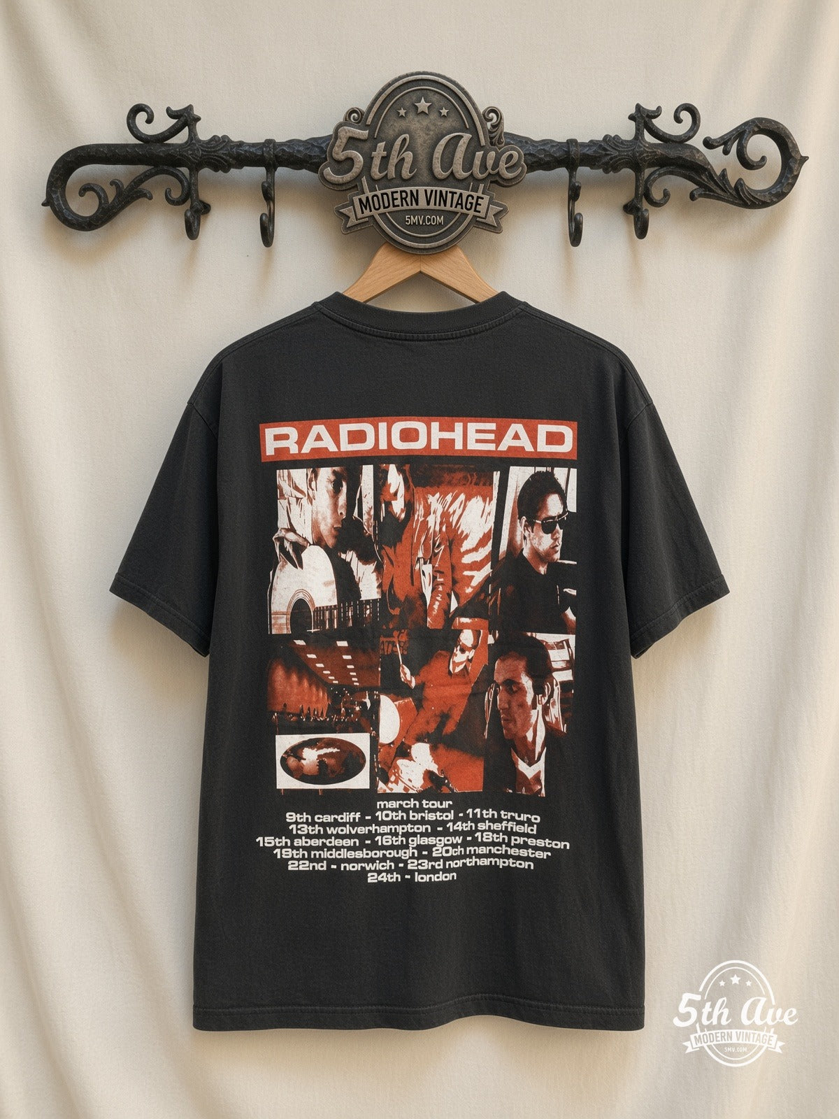 Radiohead The Bends March Tour UK vintage t-shirt back on rack