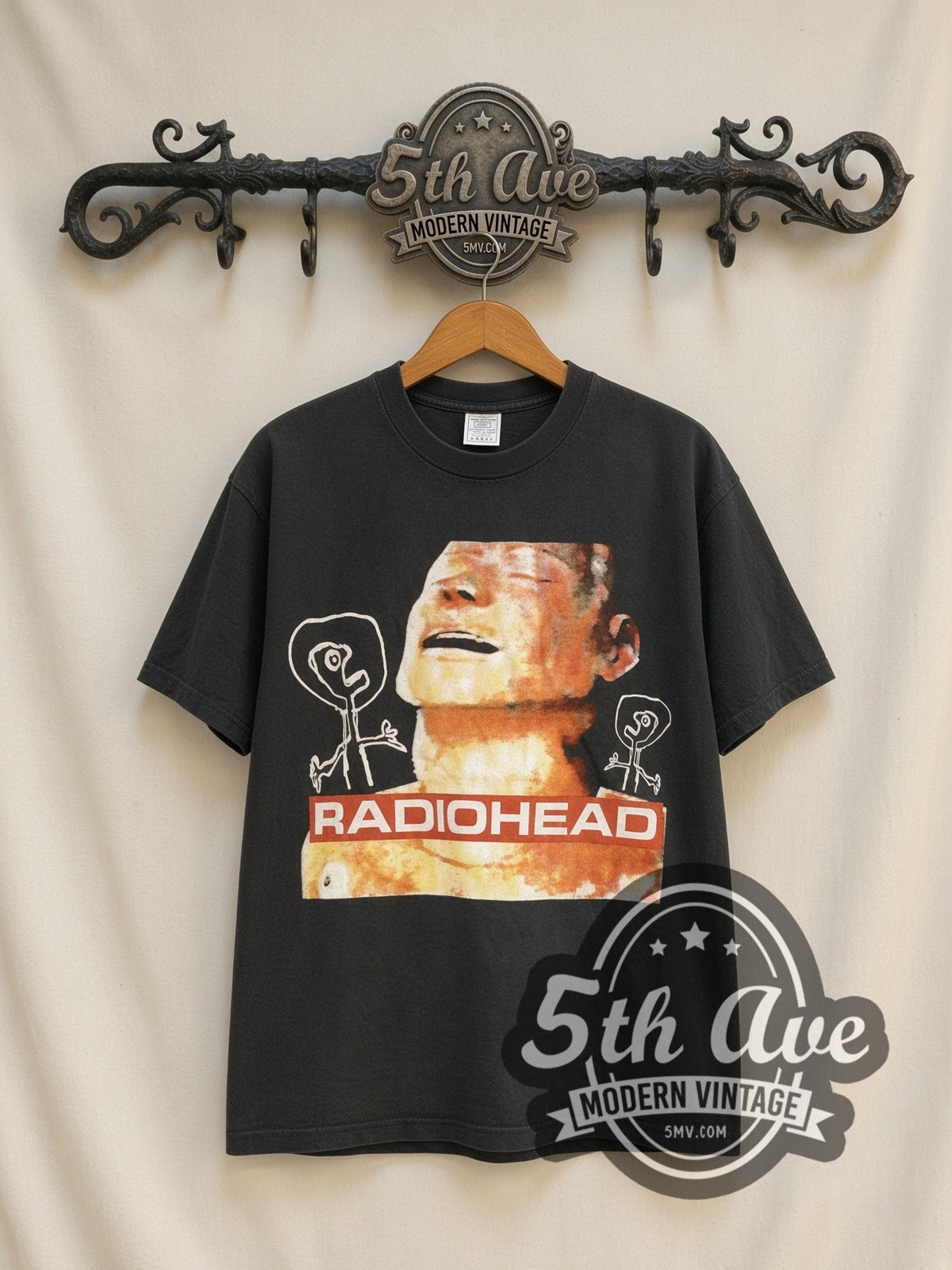Radiohead The Bends March Tour vintage band t-shirt, front view on the 5MV rack