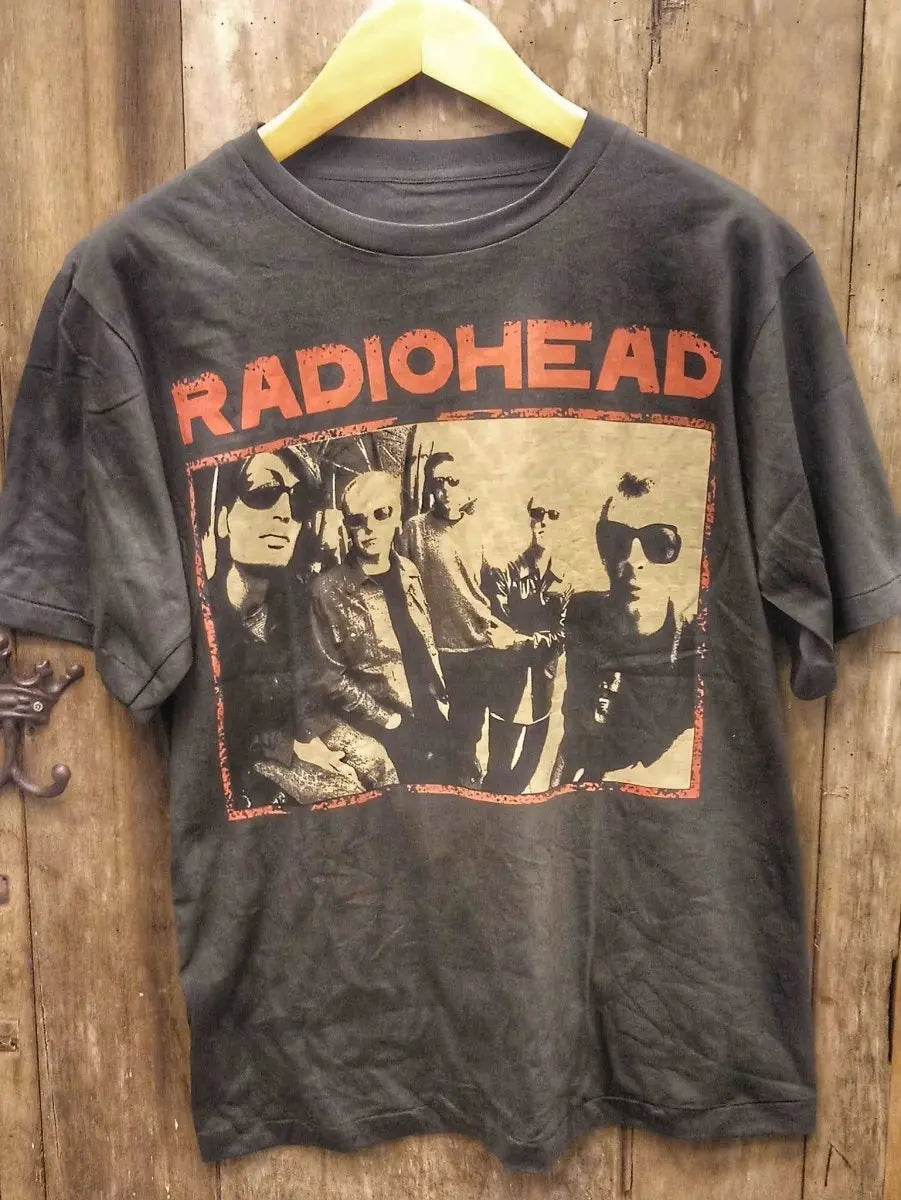 Radiohead Vintage Black T-Shirt with Captain Boot Tag - Vintage Band Shirts