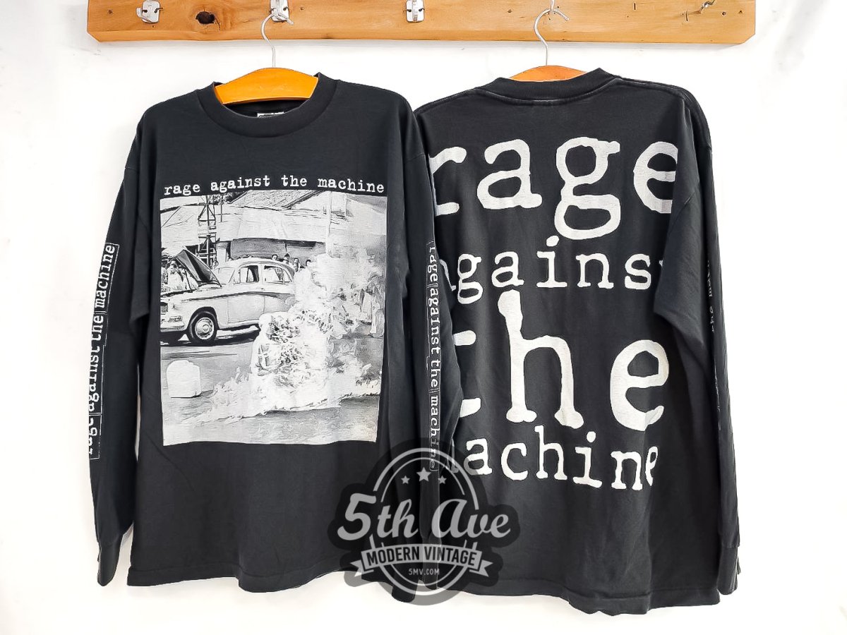 Rage Against the Machine 'Burning Monk' - Long Sleeve Vintage Reprint Band T-Shirt - Vintage Band Shirts