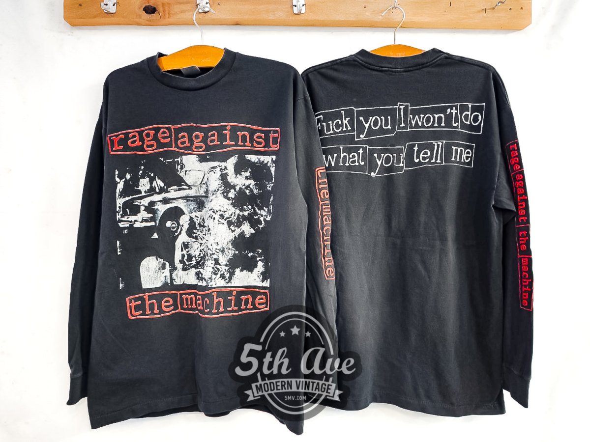 Rage Against the Machine 'Burning Monk' - Long Sleeve Vintage Reprint Band T-Shirt - Vintage Band Shirts