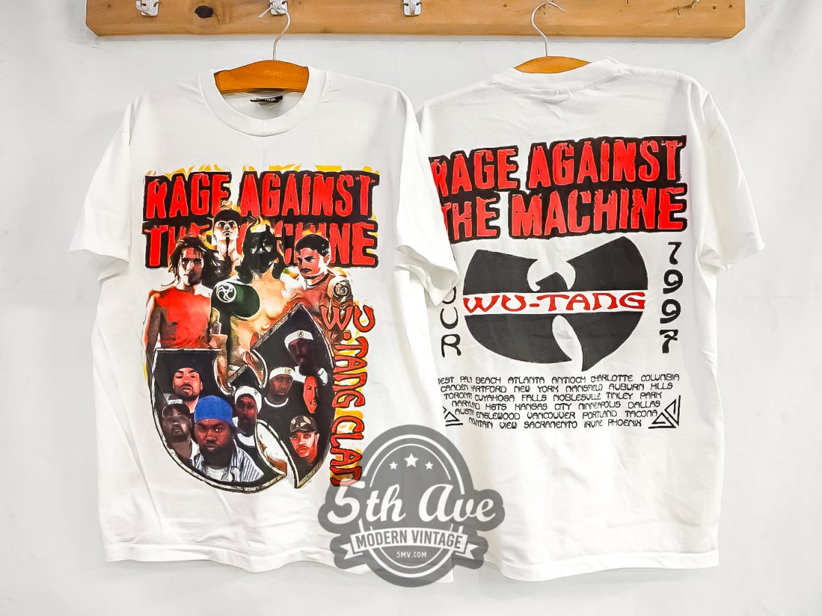 Rage Against the Machine X Wu - Tang Clan 'Tour 1997' - Vintage Reprint Band T-Shirt - Vintage Band Shirts