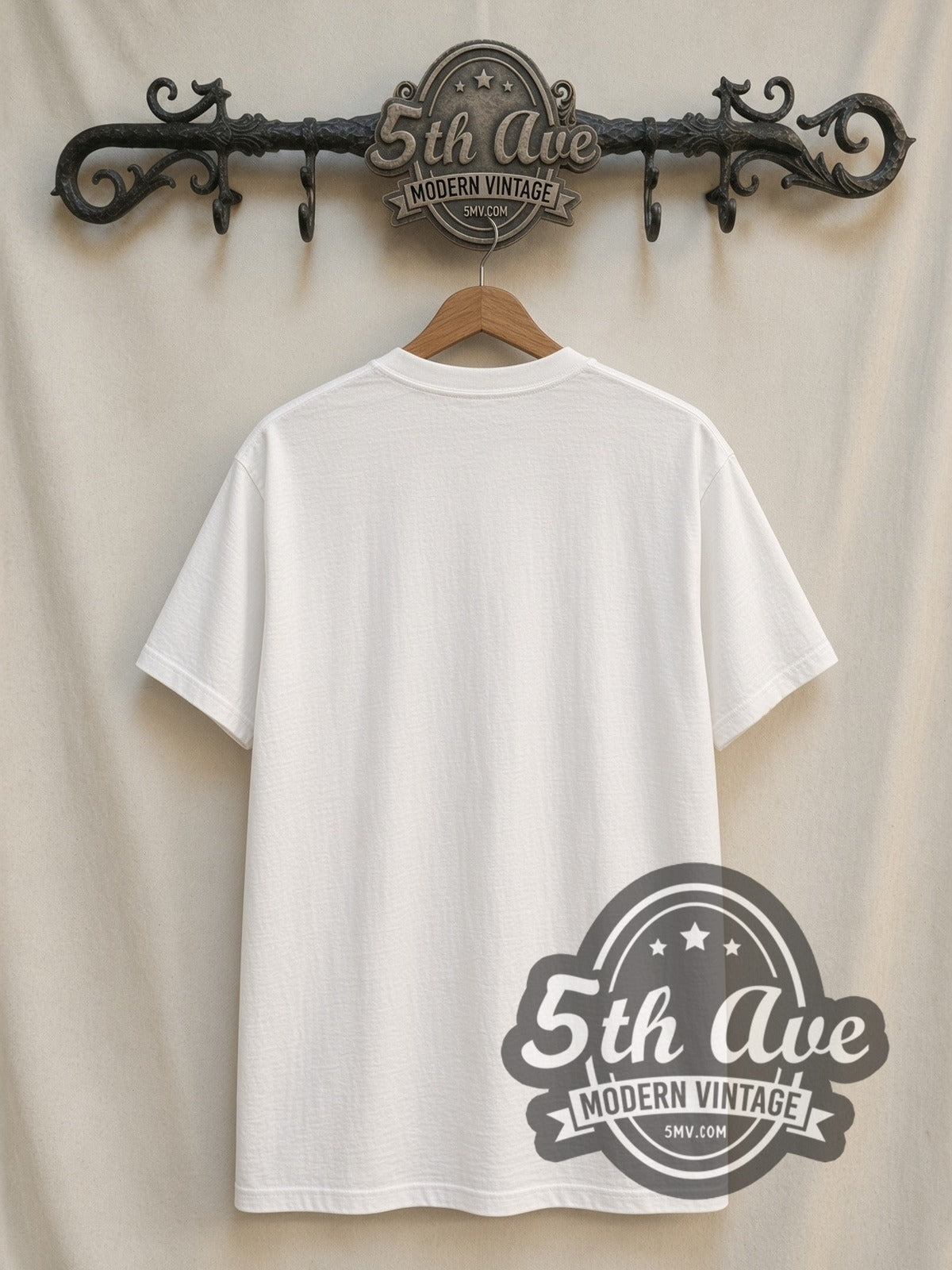 Red Hot Chili Peppers 1990 White vintage band t-shirt, back view on the 5MV rack