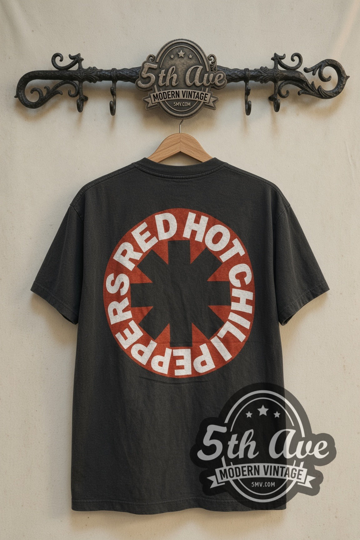 Back print of Red Hot Chili Peppers Blood Sugar Sex Magik Asterisk Circle tee on 5th Ave rack