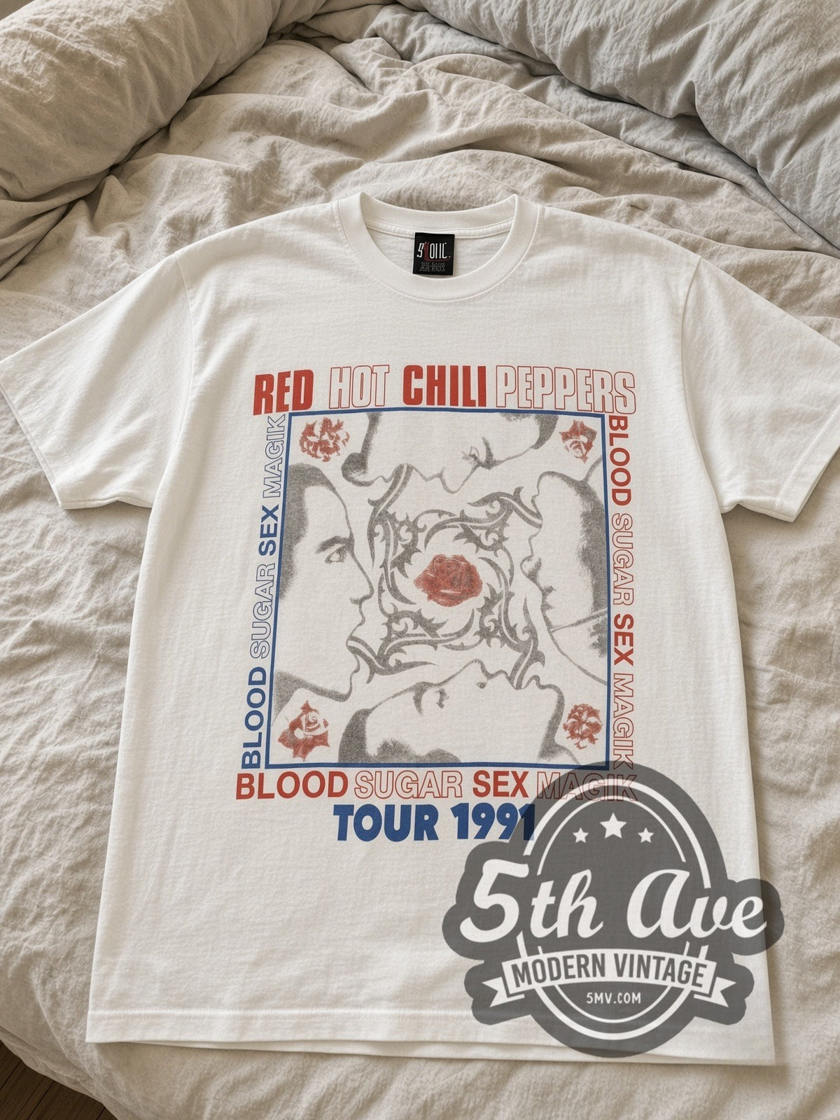 Red Hot Chili Peppers Blood Sugar Sex Magik Tour 1991 vintage band tee laid flat