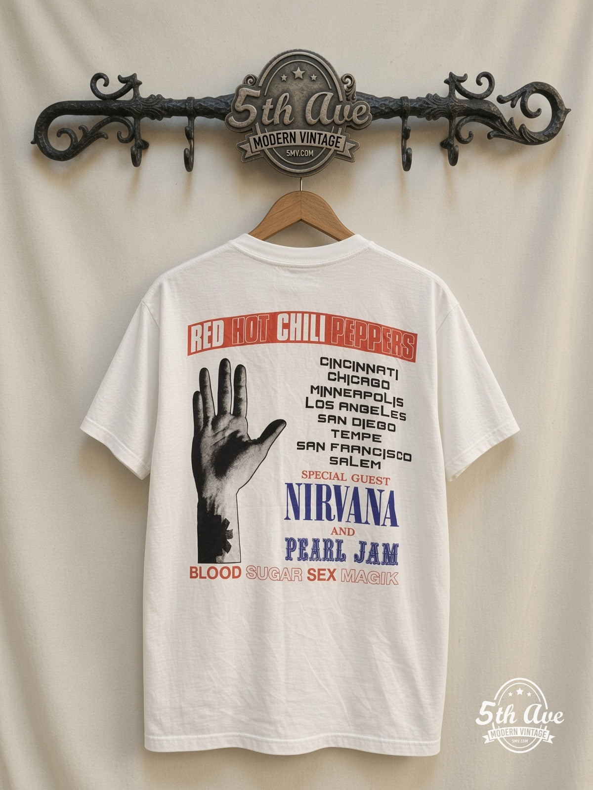 Red Hot Chili Peppers Blood Sugar Sex Magik Tour 1991 vintage t-shirt back on rack