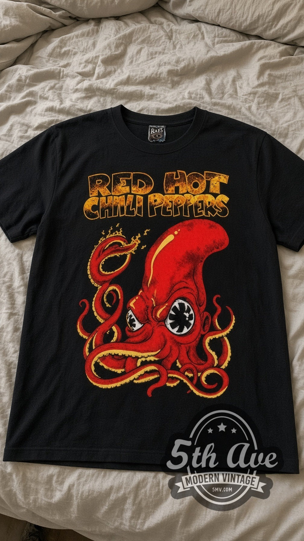 Red Hot Chili Peppers Octopus vintage band tee laid flat