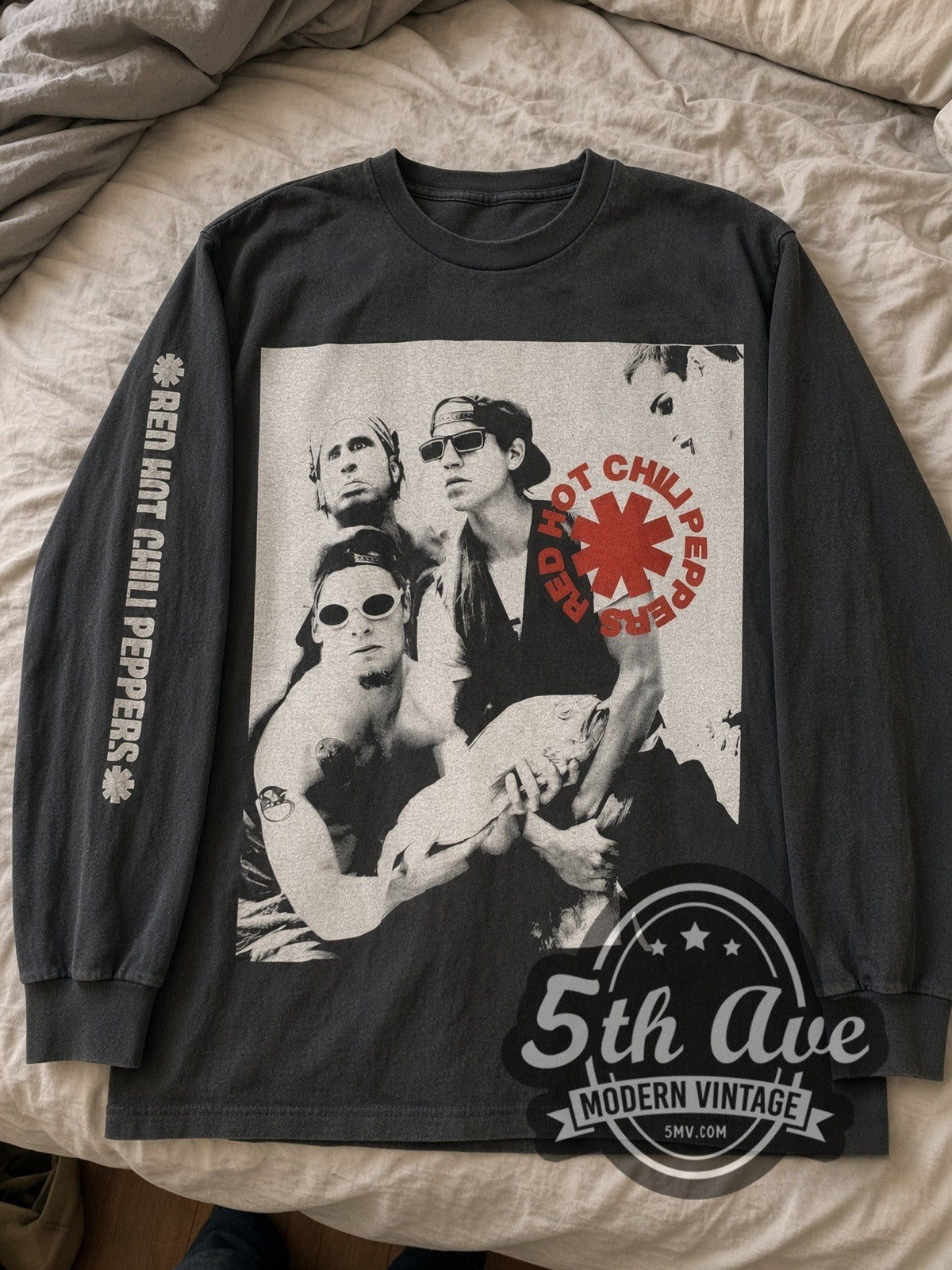 Red Hot Chili Peppers Out in L.A. vintage band long sleeve tee laid flat