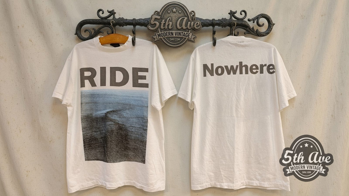 Ride – Nowhere Wave Cover White – Vintage Band T-Shirt — front and back (original photo)