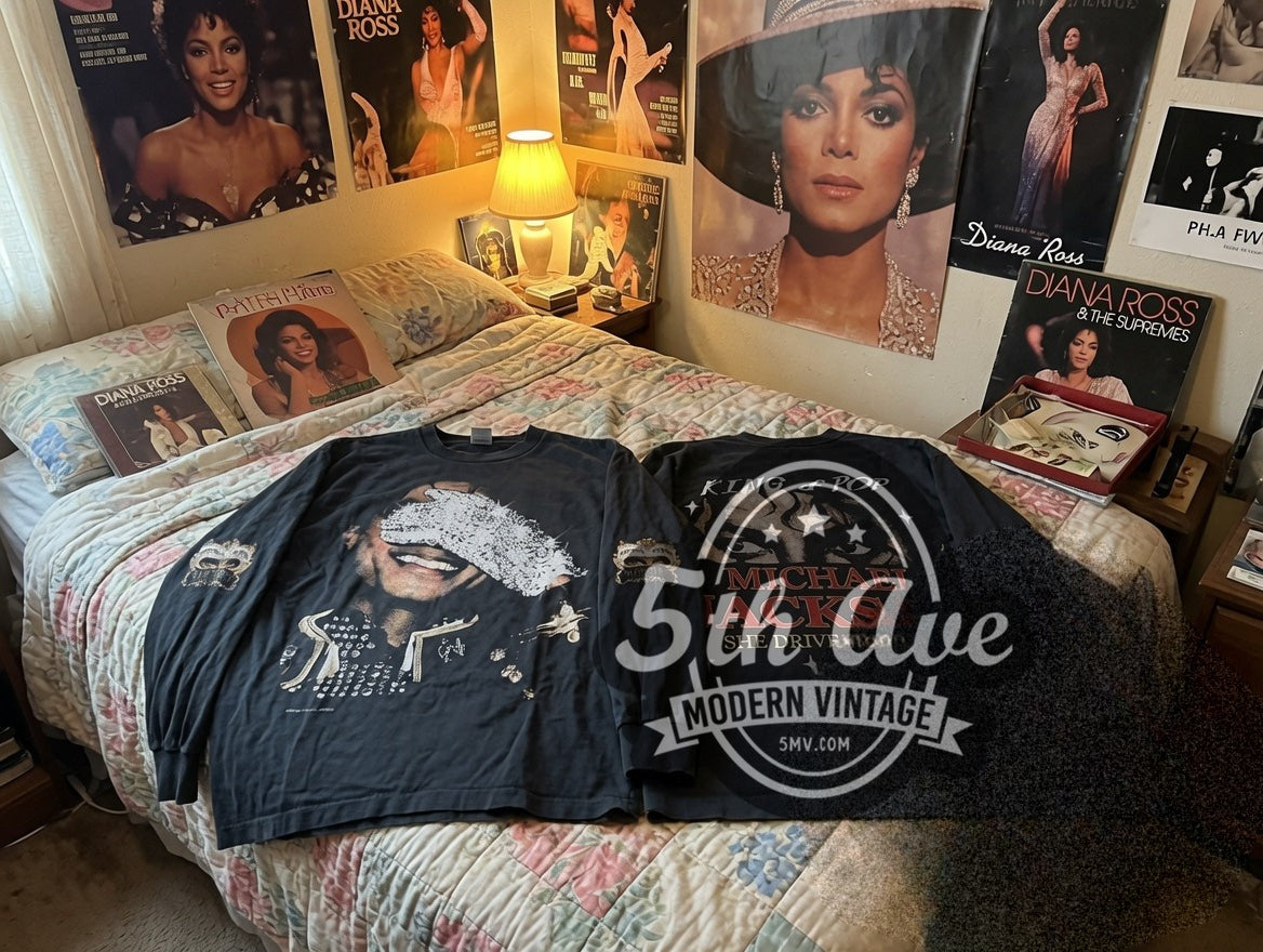 Michael Jackson King of Pop She Drives Me Wild vintage band long sleeve tee laid flat