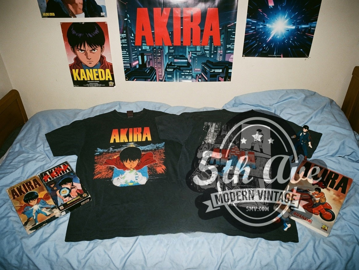 Akira Kaneda Glowing Energy Orb vintage anime tee laid flat